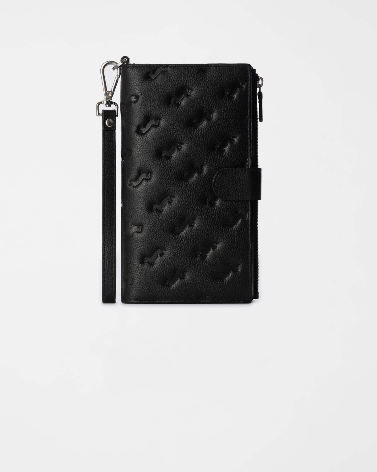 Men&rsquo;s Long Wallet in Genuine Black Leather