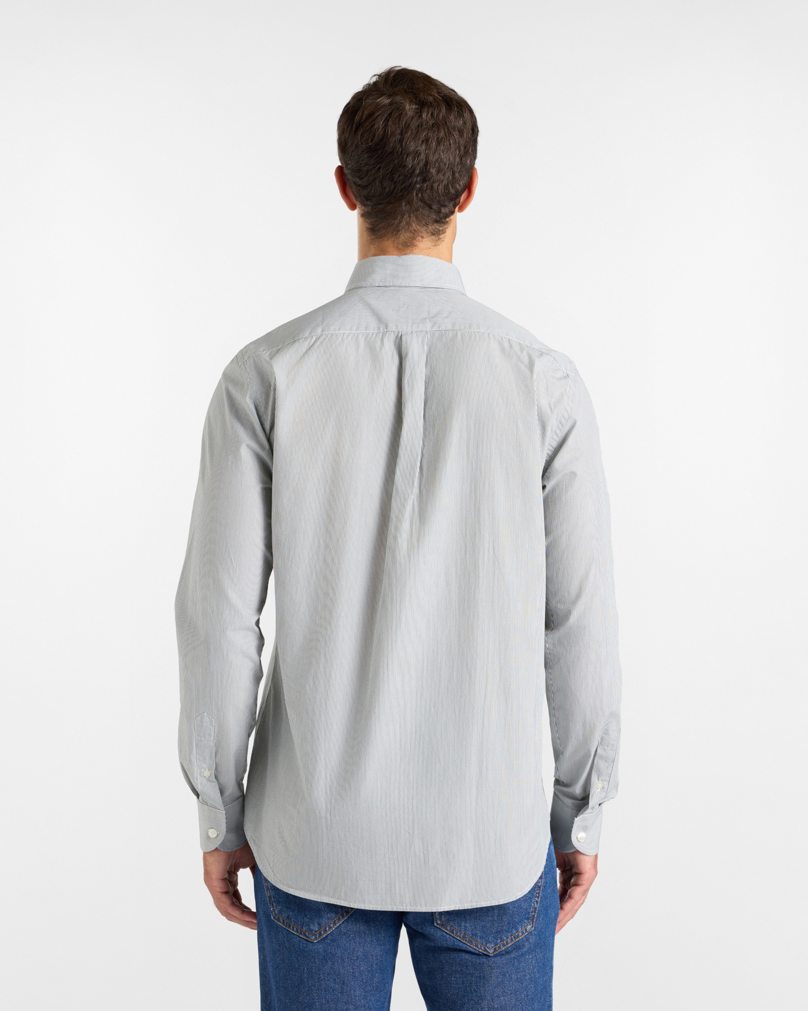 Camicia Uomo micro riga tinto filo Regular Fit, VERDE BOTTIGLIA, large