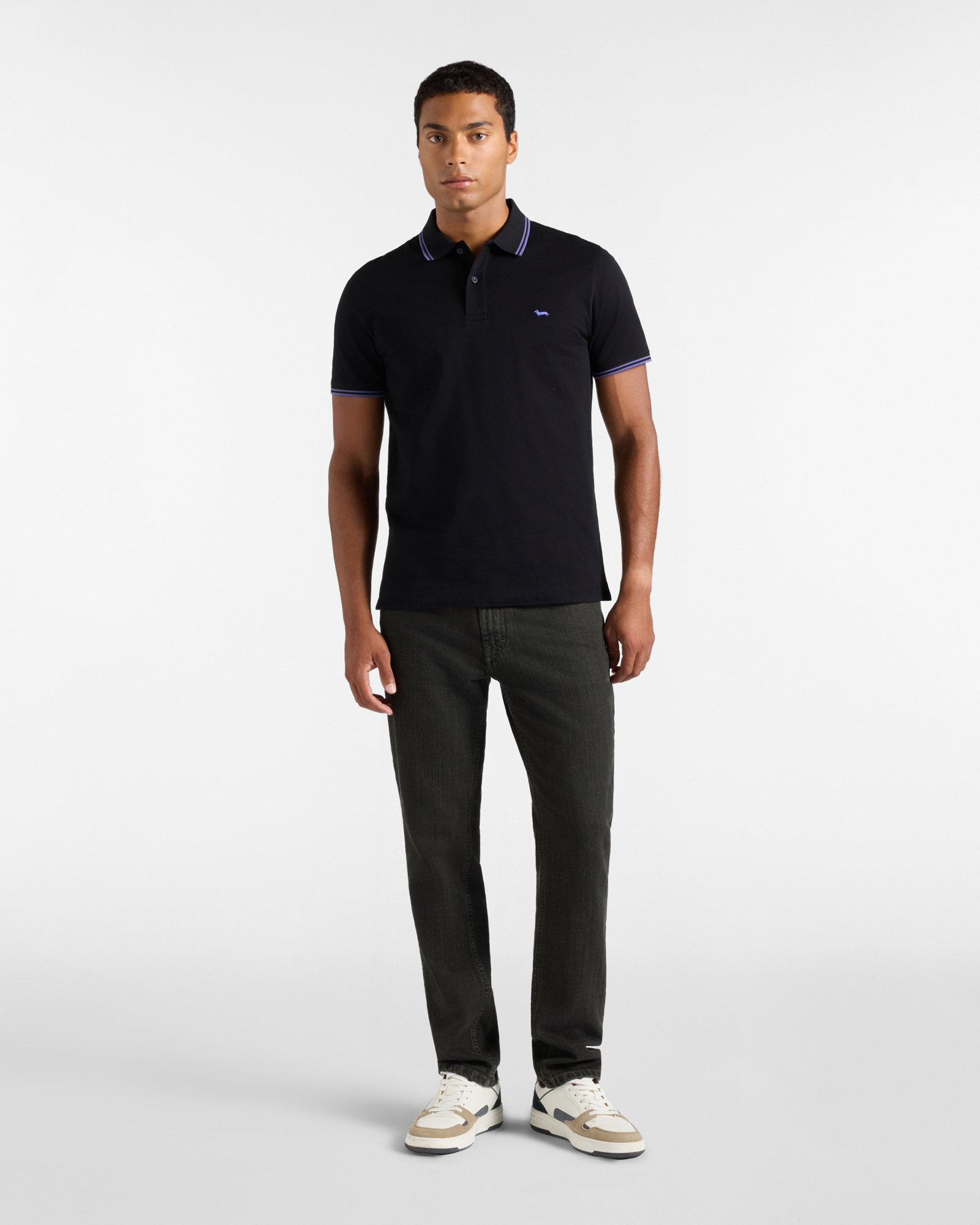Men's short-sleeve 100% pure cotton piqu&eacute; polo shirt, BLACK, large