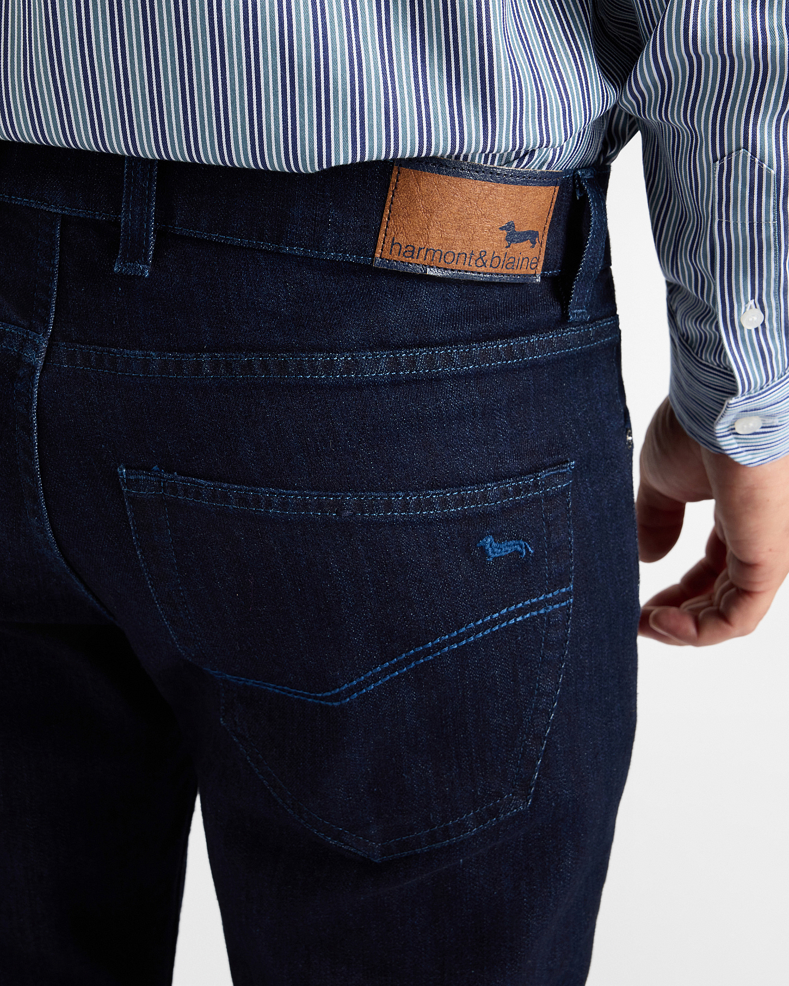 Jean 5 poches Narrow pour homme, bleu fonc&eacute;, large