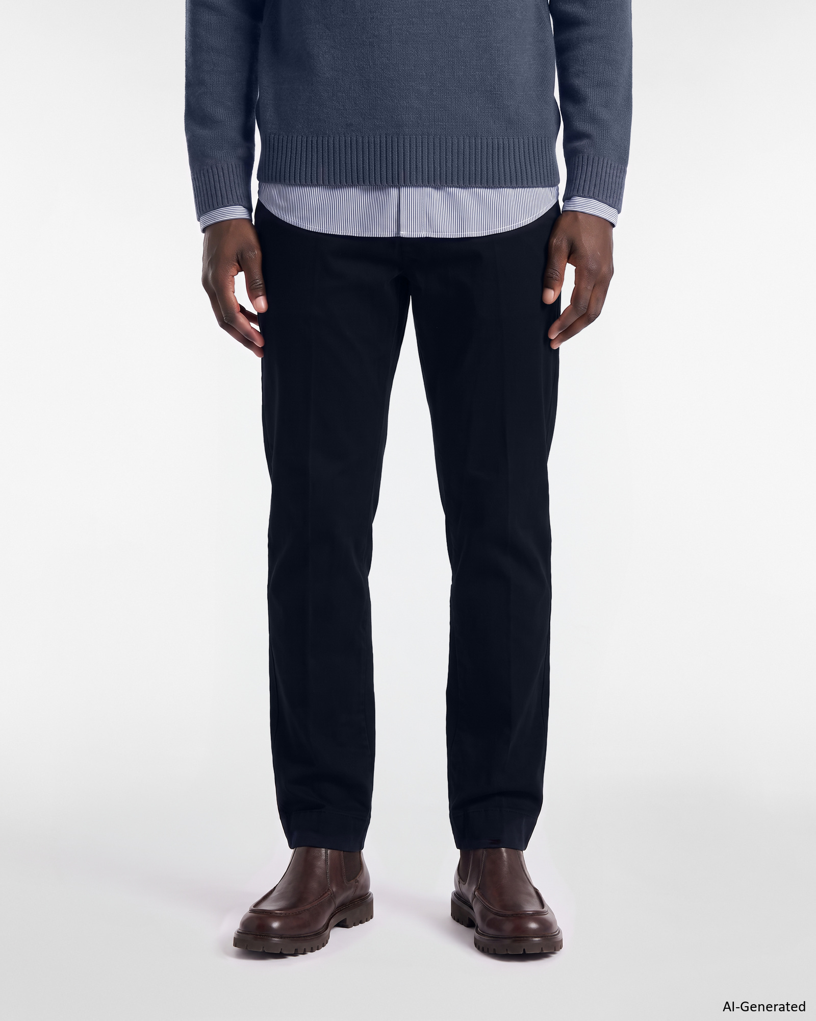 Dunkelblaue Chino-Hose f&uuml;r Herren, lockere Passform