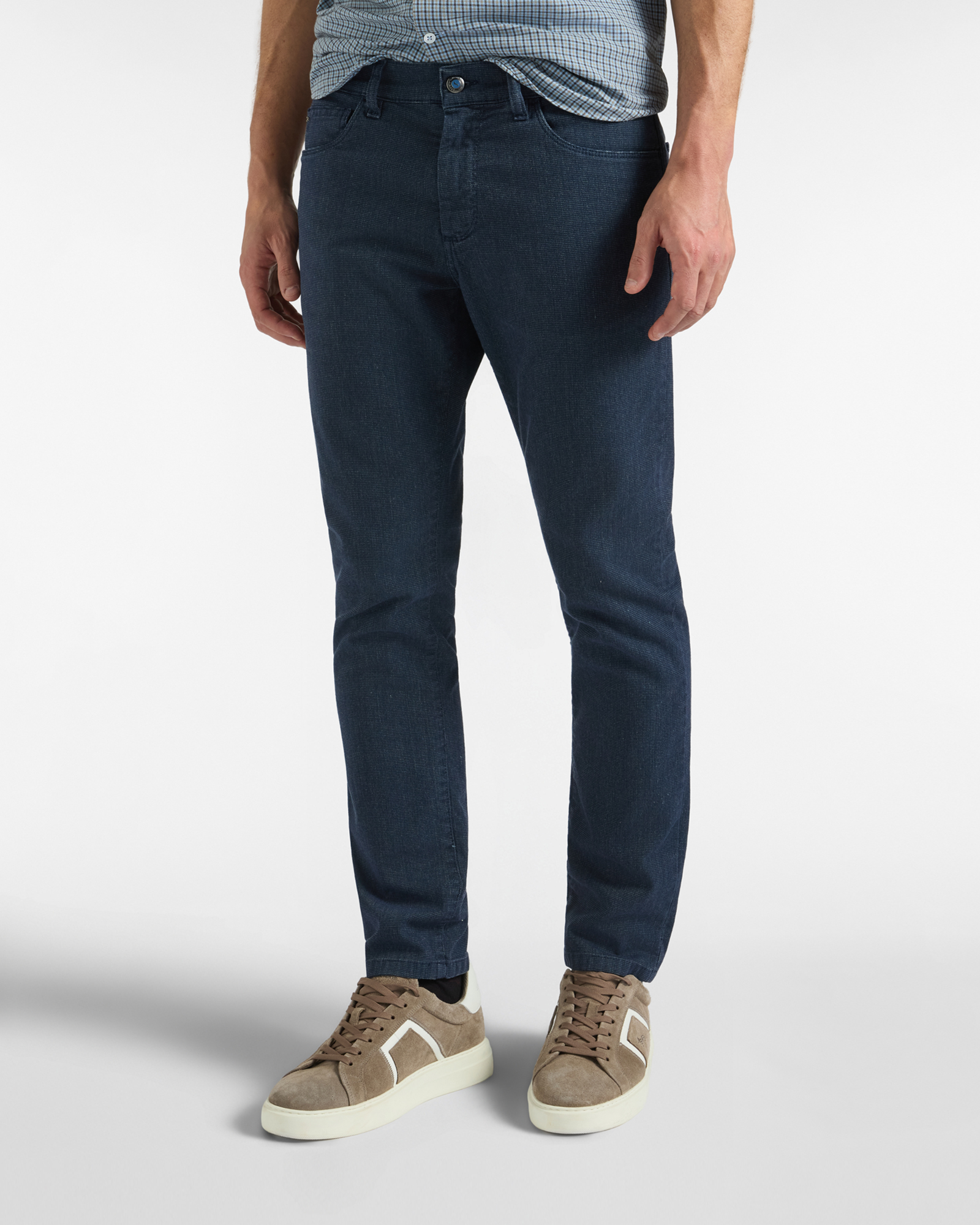 5-Pocket-Hose f&uuml;r Herren Made in Italy aus Stretch-Baumwolle in Blau mit schmaler Passform