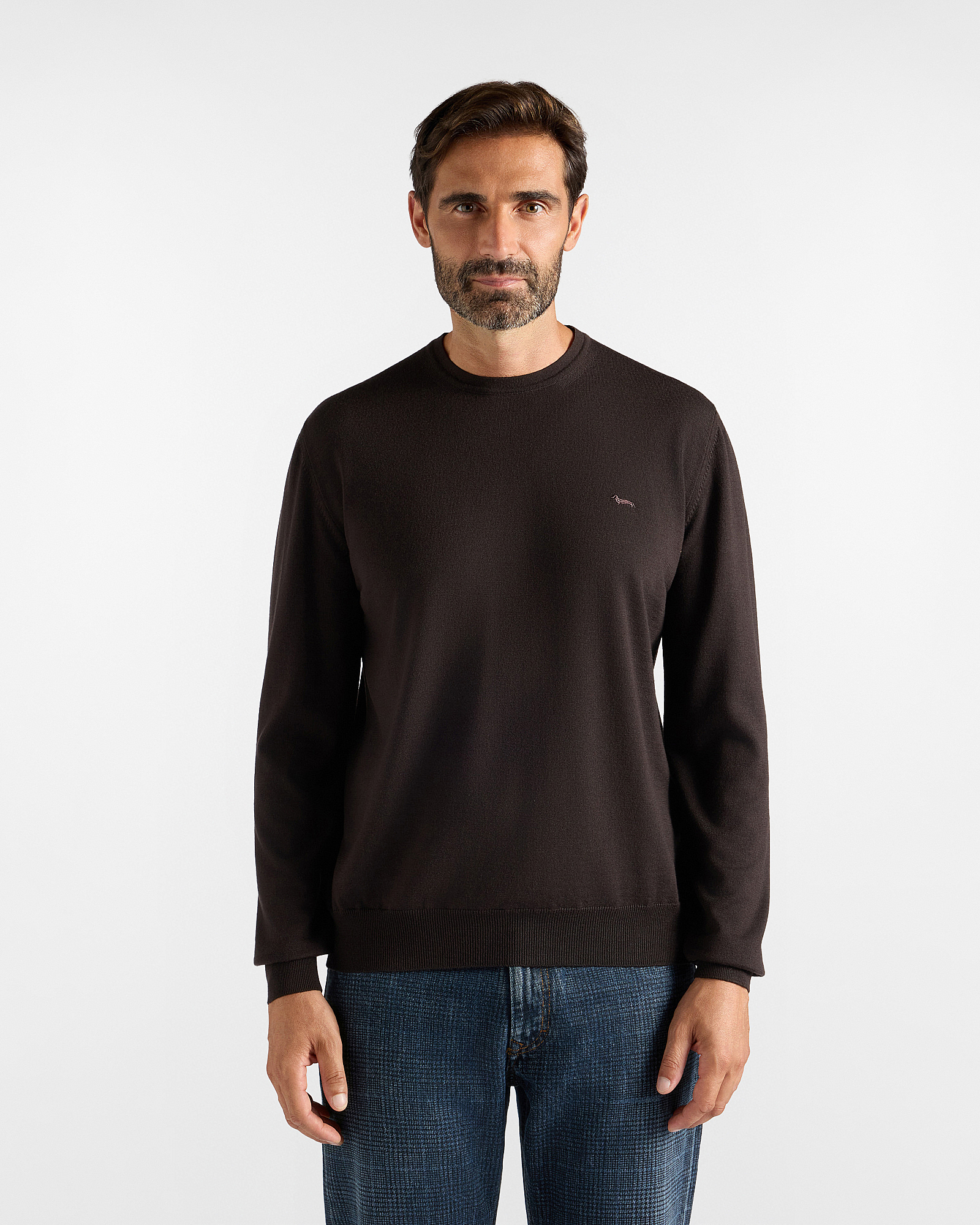 Maglia Uomo in 100% pura lana marrone Regular Fit Made in Italy