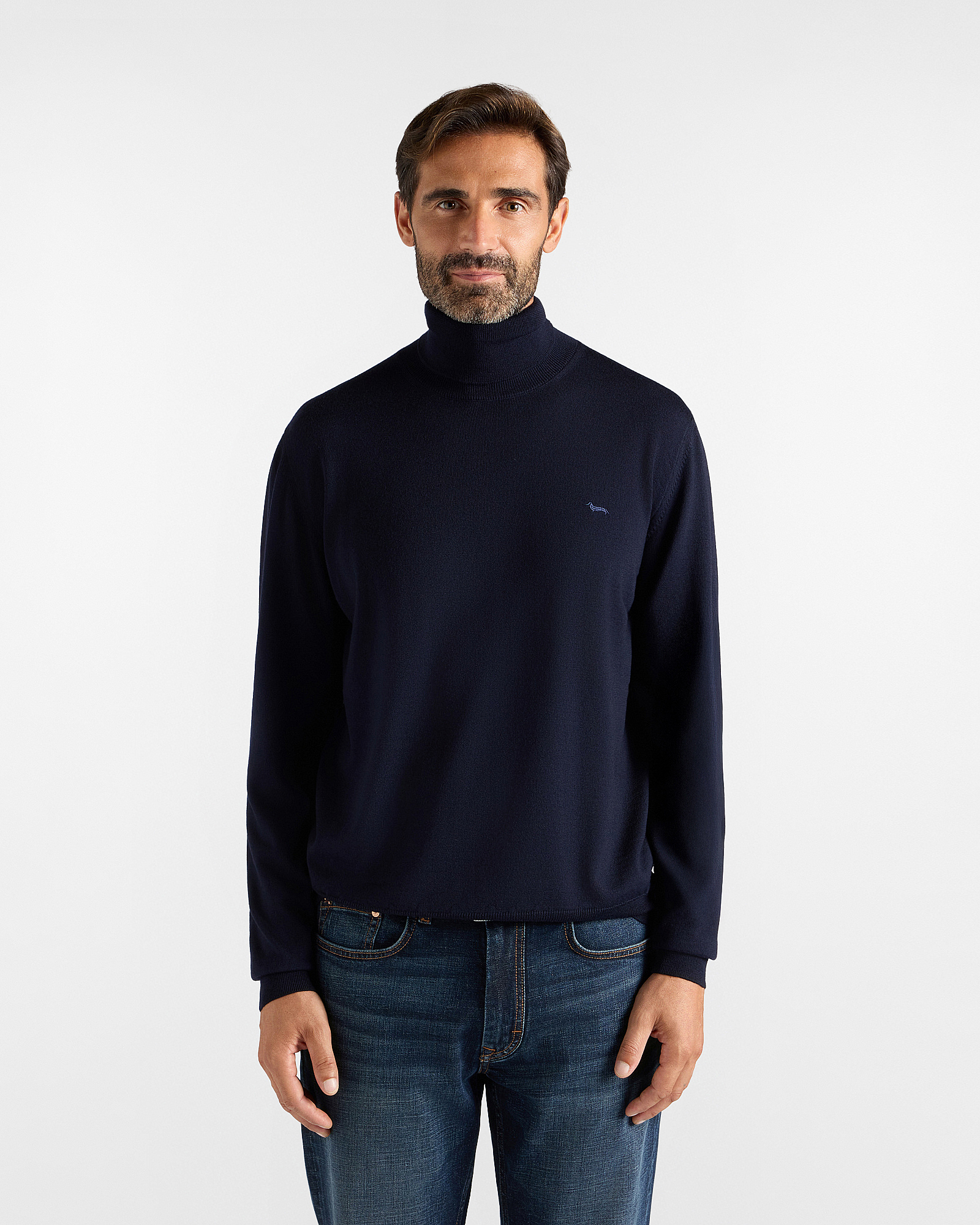 Dolcevita Uomo in 100% pura lana blu Regular Fit Made in Italy