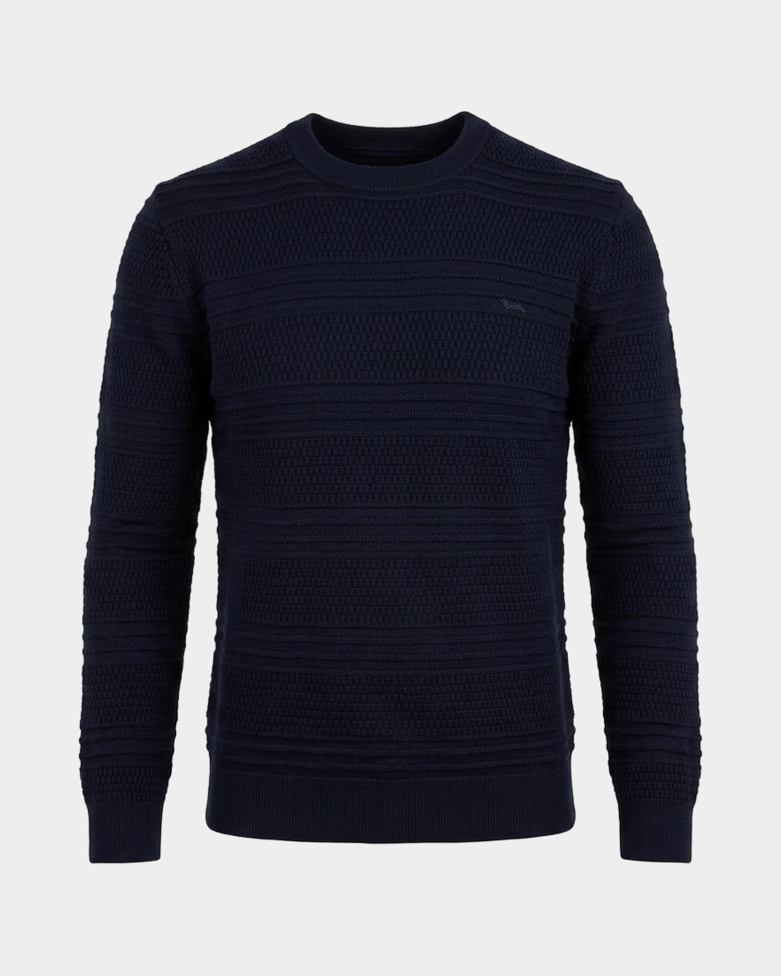 Men's Made in Italy sweater in 100% pure wool with regular fit, NAVY BLUE, large