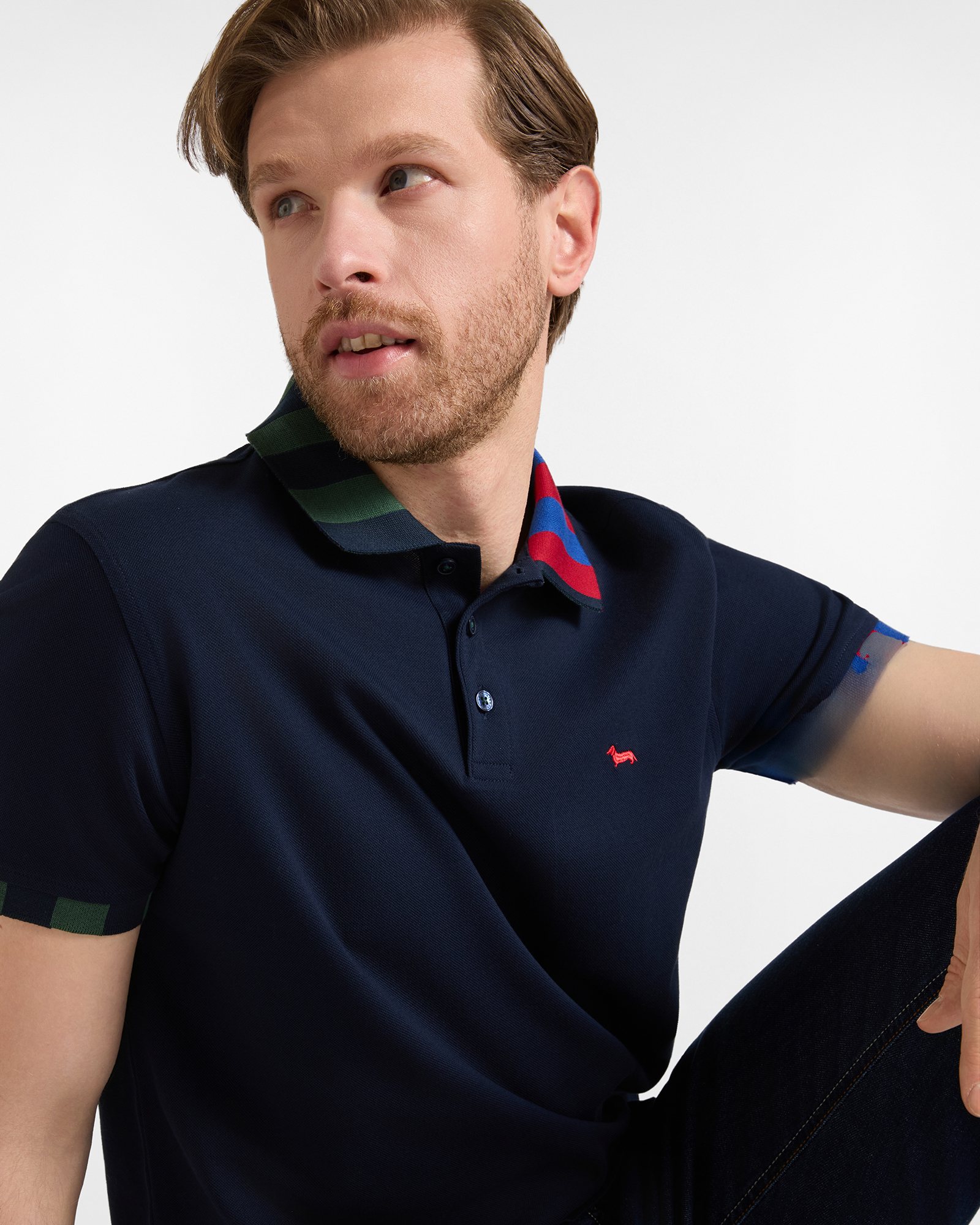 Men's short-sleeve mercerized 100% pure cotton piqu&eacute; polo shirt, NAVY BLUE, large