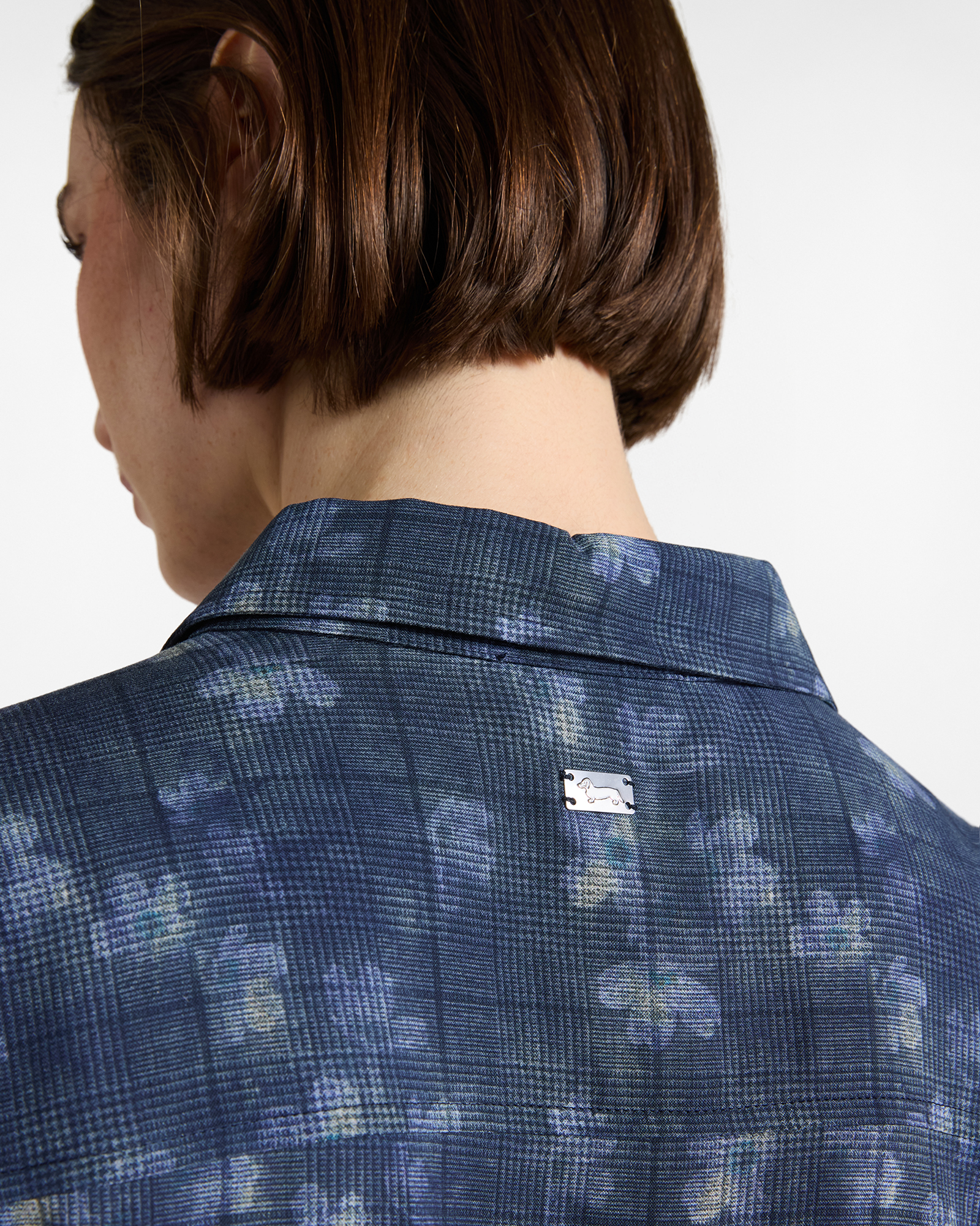 Camicia Donna stampa floreale sfumata blu, BLU NAVY, large