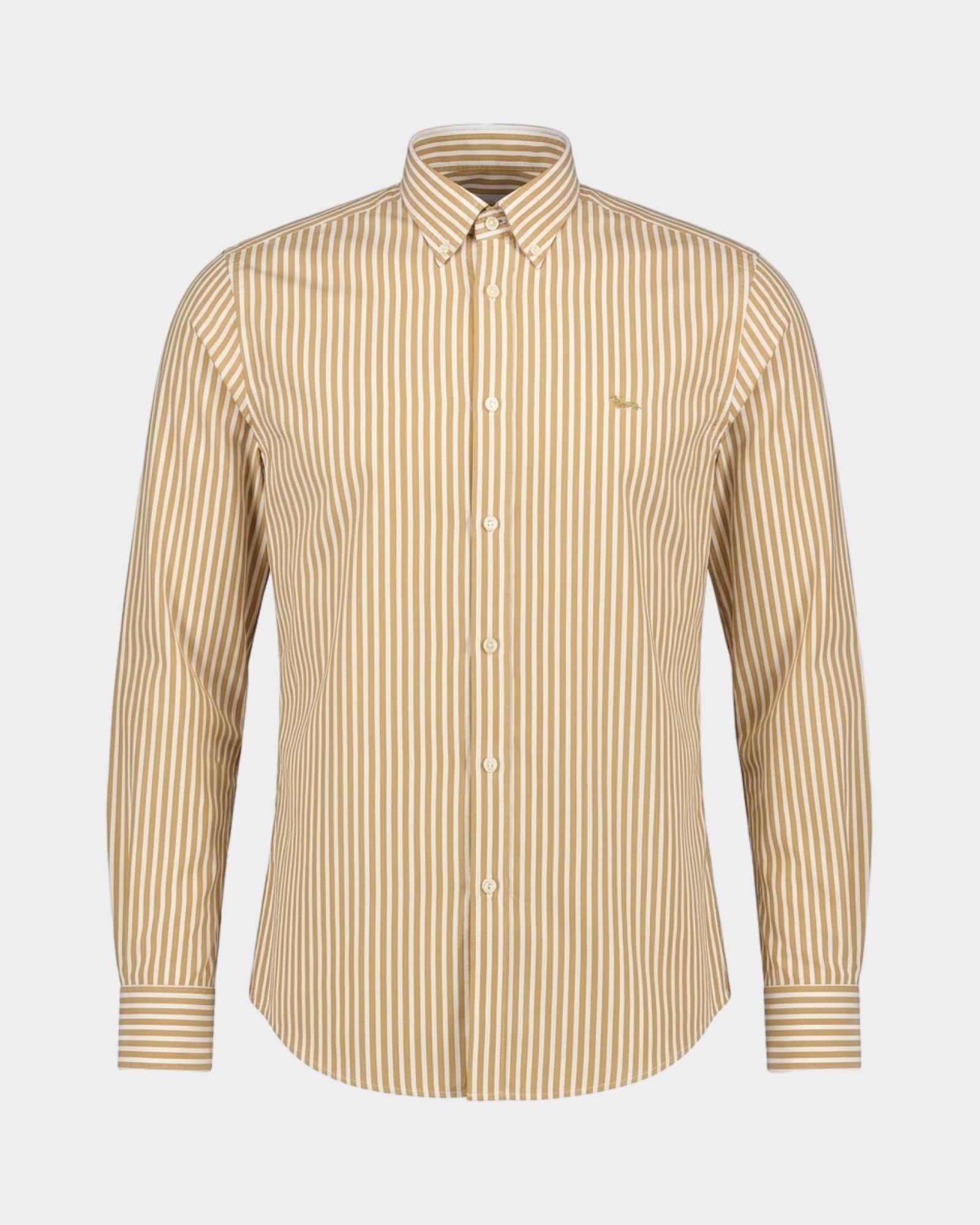 Camicia Uomo in twill con riga raso Regular Fit Turchese, MARRONE SCURO, large