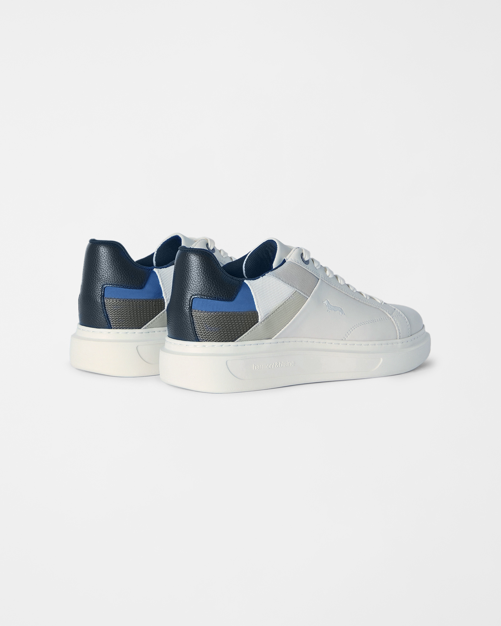 Men's leather sneakers with technical inserts, OFF WHITE - MULTICOLOR, large