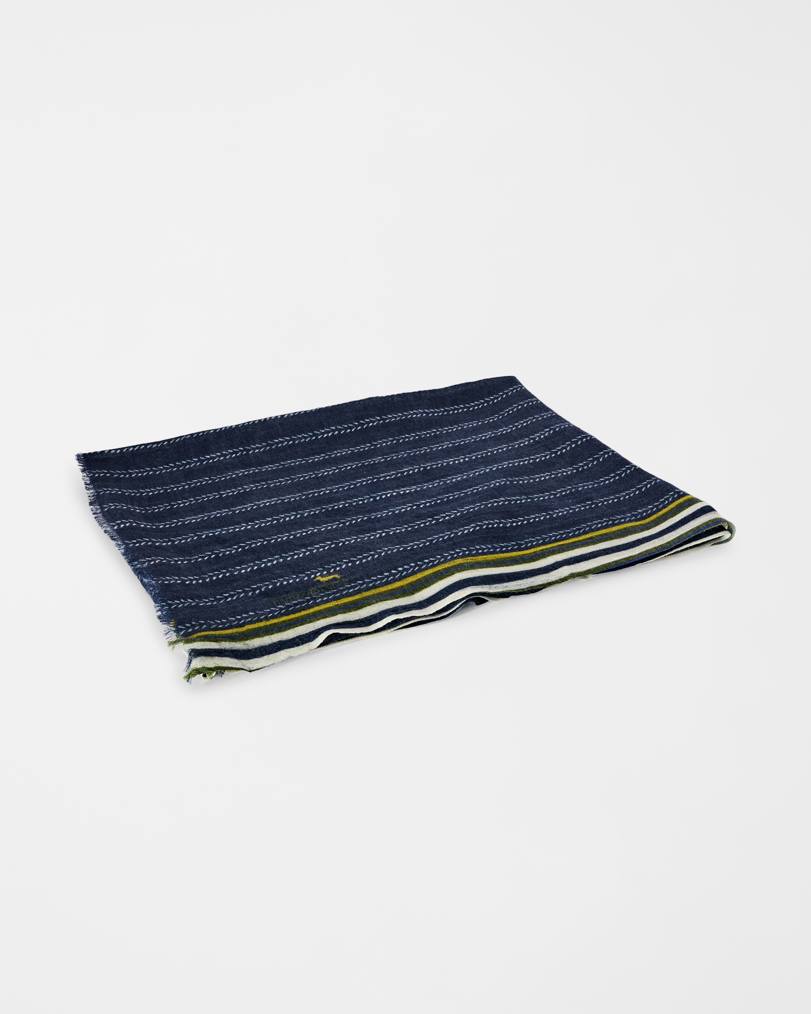 Sciarpa Donna in Lana con Stampa Micro Chevron, BLU NAVY, large