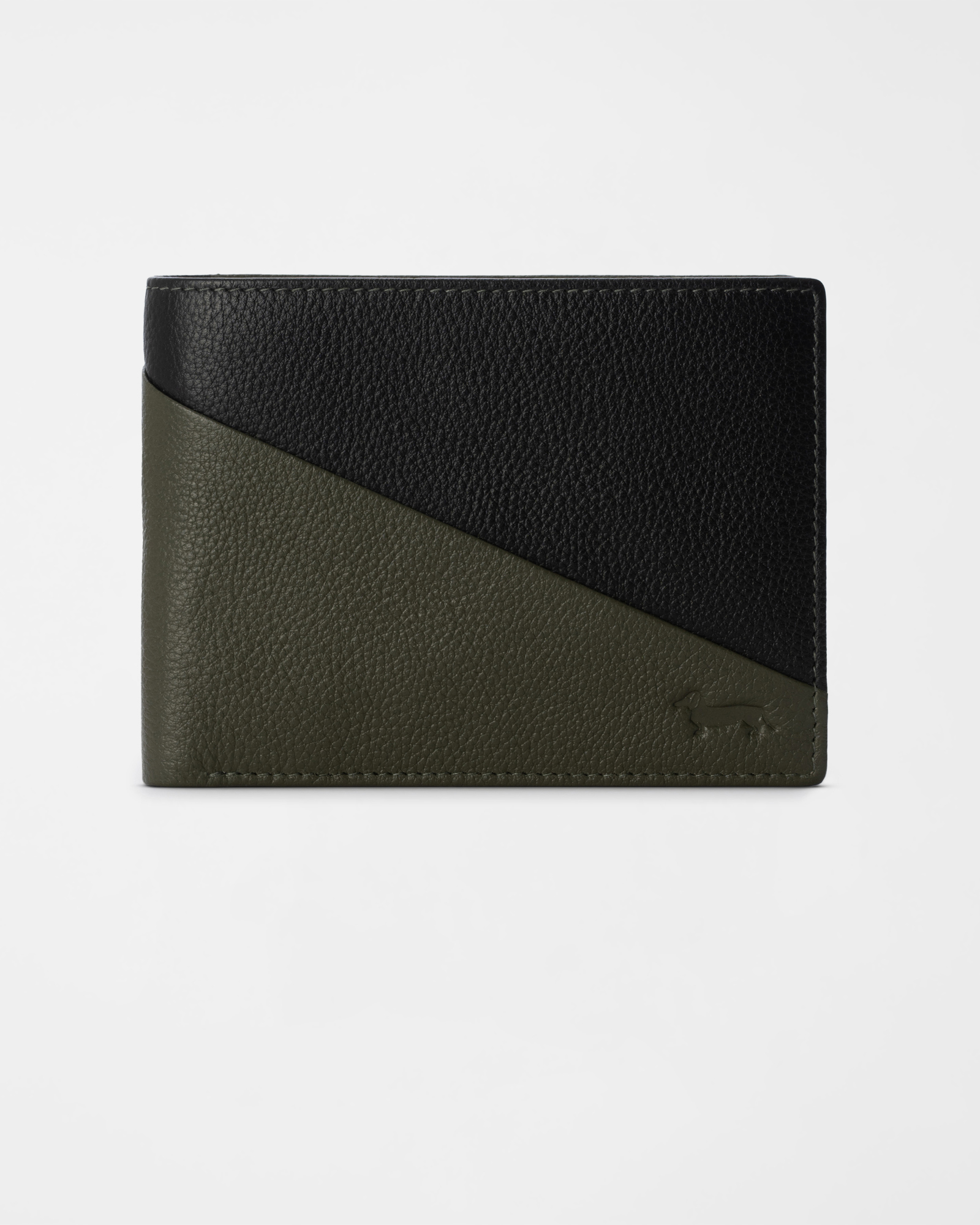 Men&rsquo;s Two-Tone Genuine Leather Wallet with Coin Pocket &ndash; Green/Black