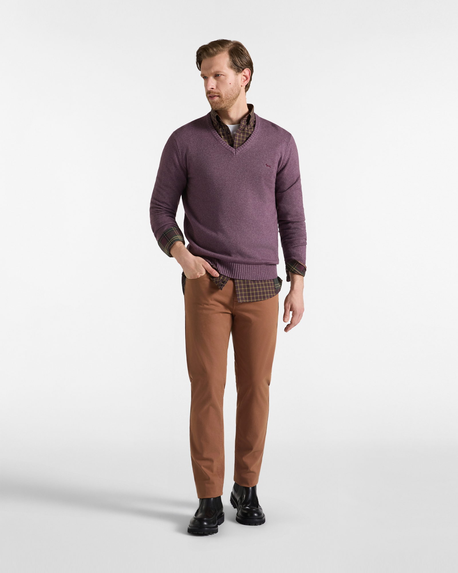Men&rsquo;s narrow-fit stretch cotton 5-pocket jeans, LIGHT BROWN, large