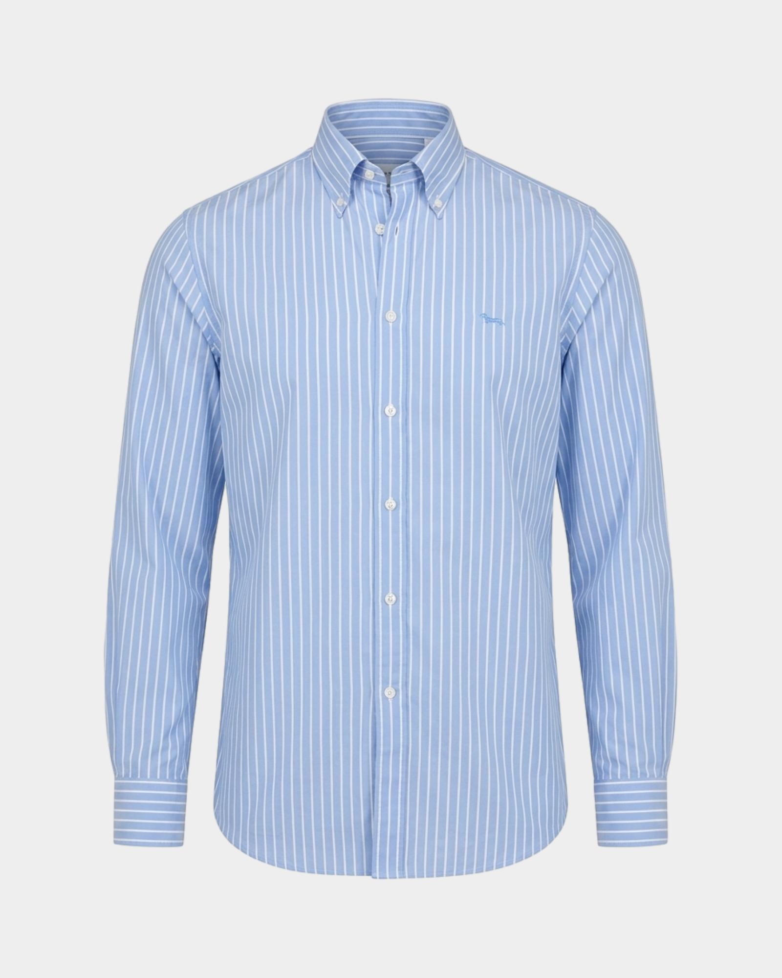Men's regular-fit red yarn-dyed shirt with wide stripe, SKY, large