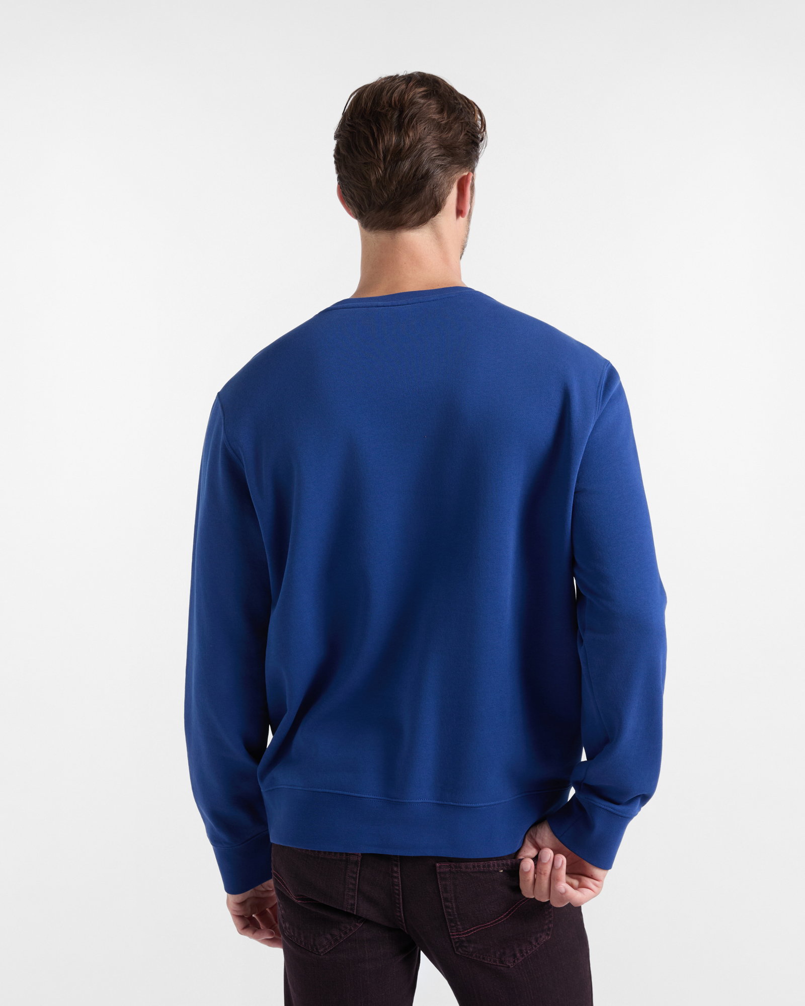 Men's Regular Fit brushed fleece crewneck sweatshirt, SPORT BLUE, large