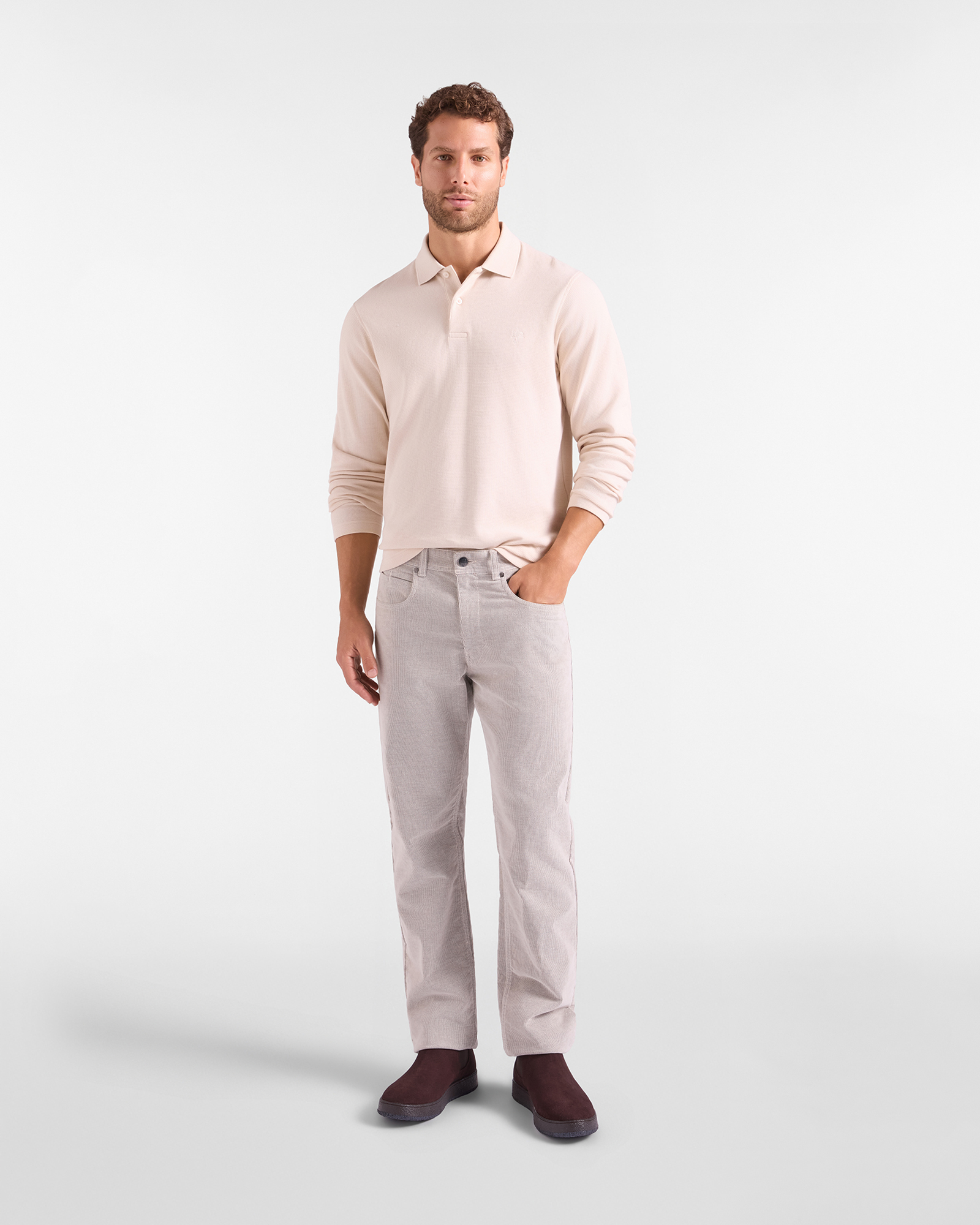 POLO EN JERSEY JACQUARD, BLANC, large