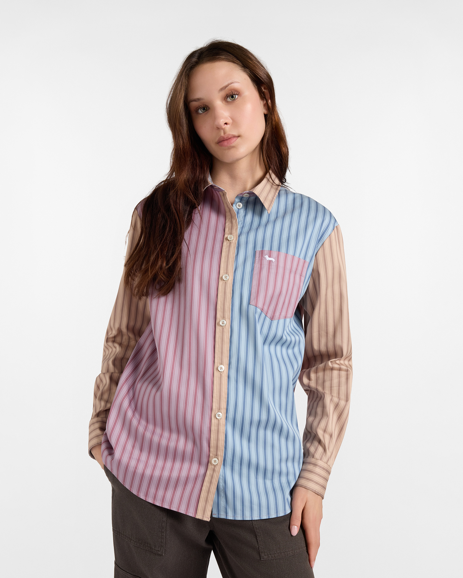 Camicia "Piazzetta" Donna patchwork di righe Over Fit