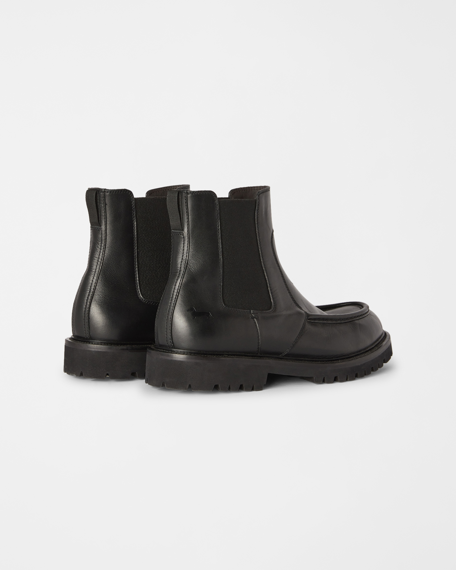 Men's Chelsea boots in genuine leather with loafer-style stitching on toe, BLACK, large