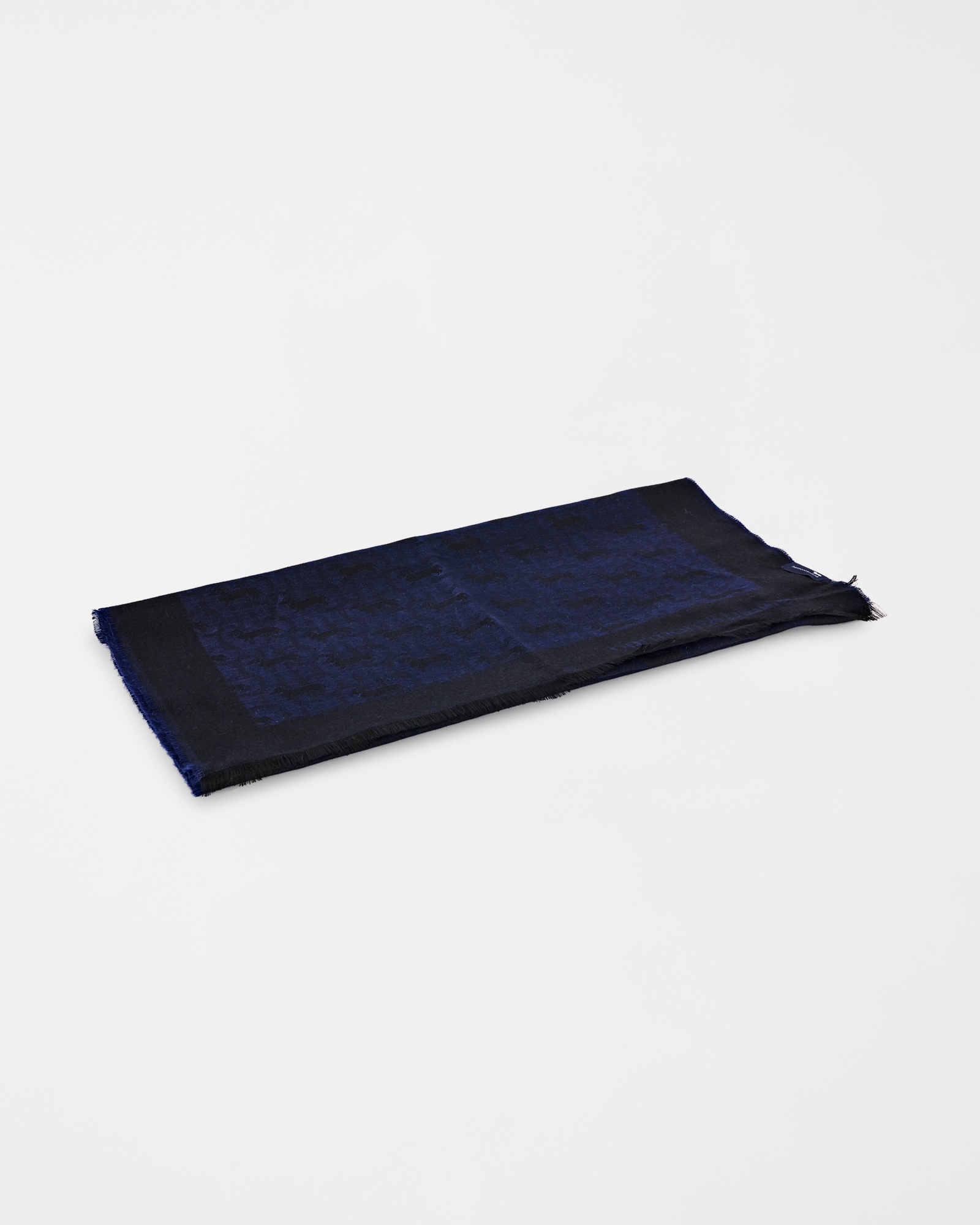 Sciarpa Uomo Monogram in Viscosa con Jacquard Bassotto All-Over, BLU NAVY, large