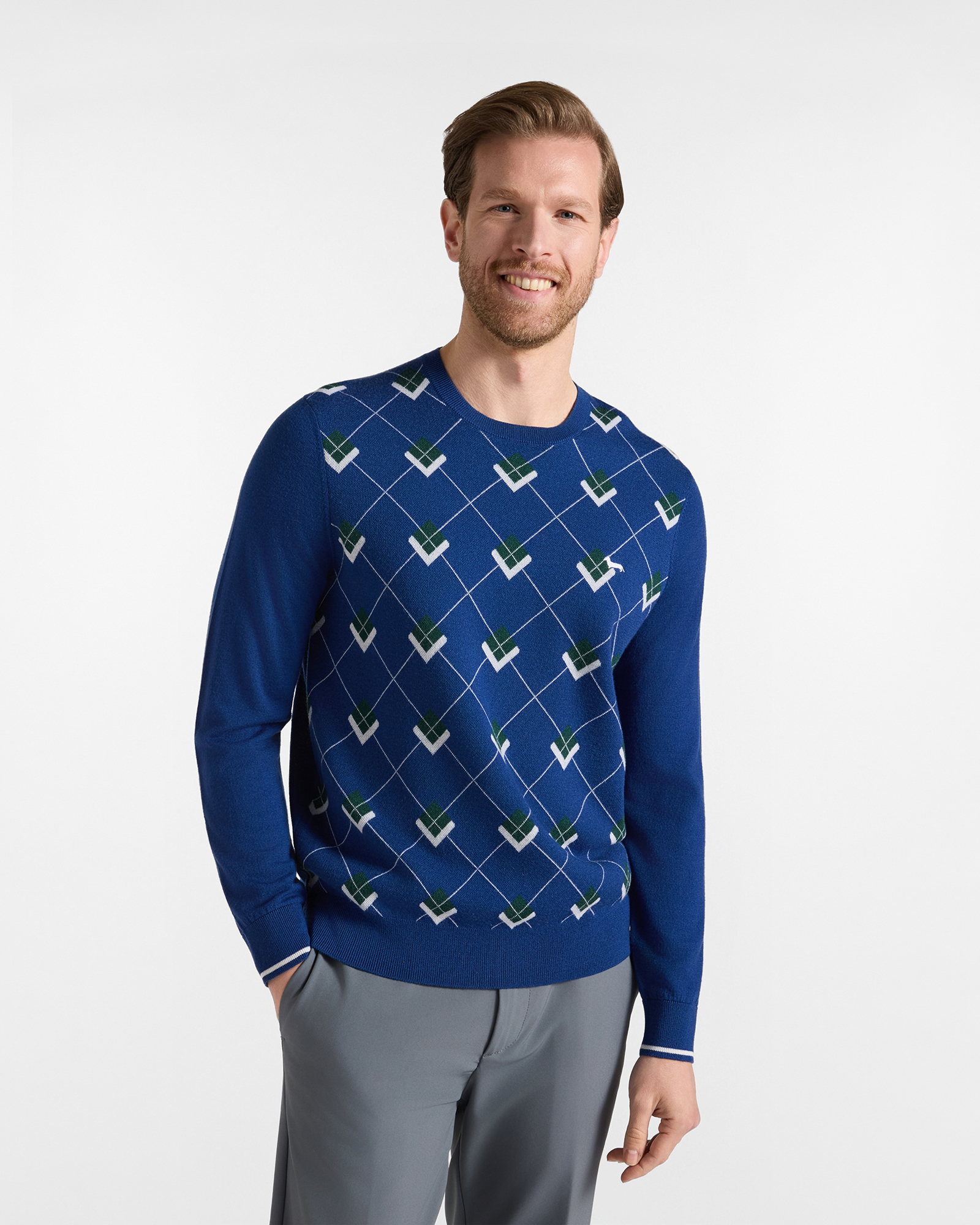 Maglia Uomo in 100% pura lana blu Regular Fit