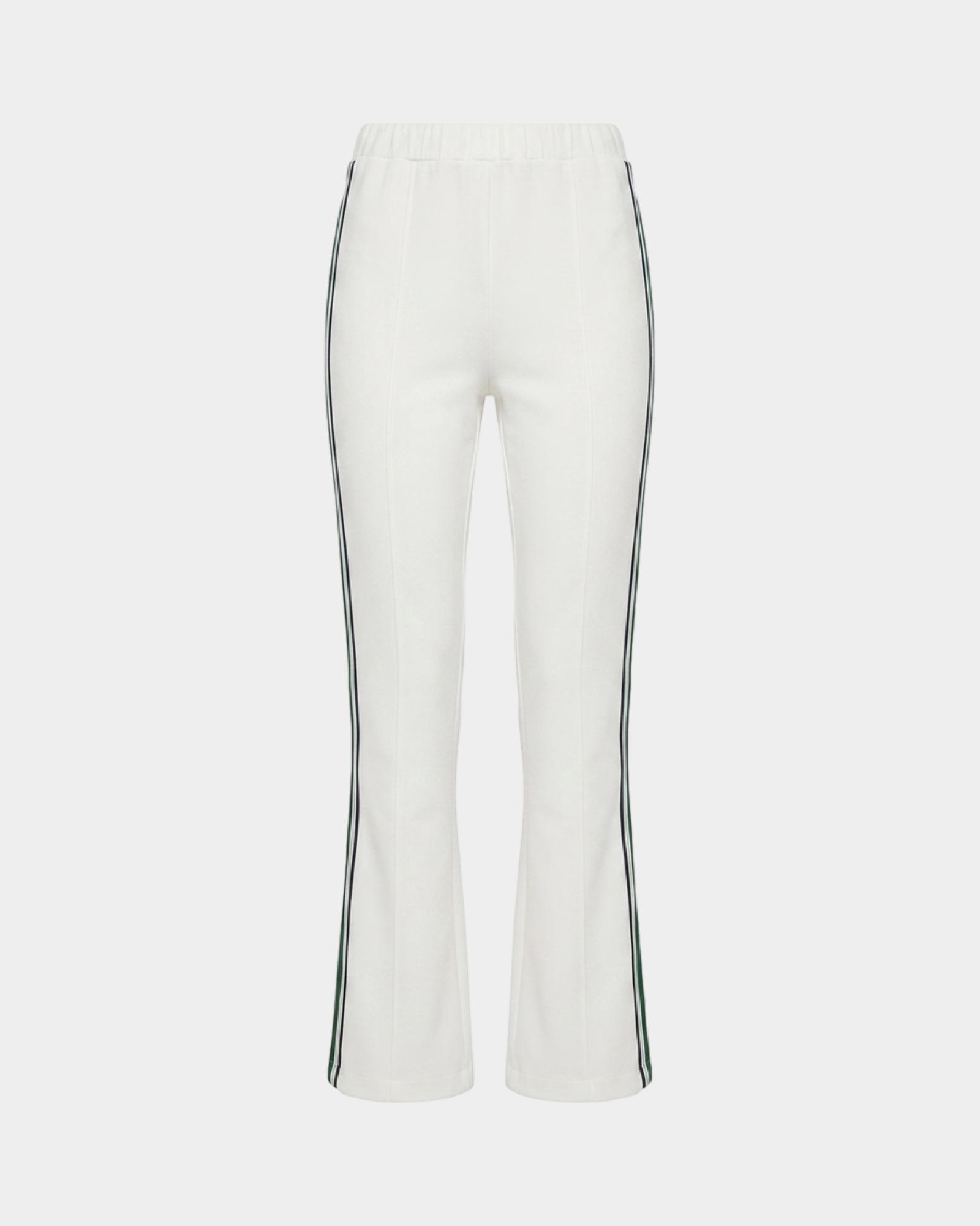 Women's fleece trousers with regimental stripes, WHITE, large