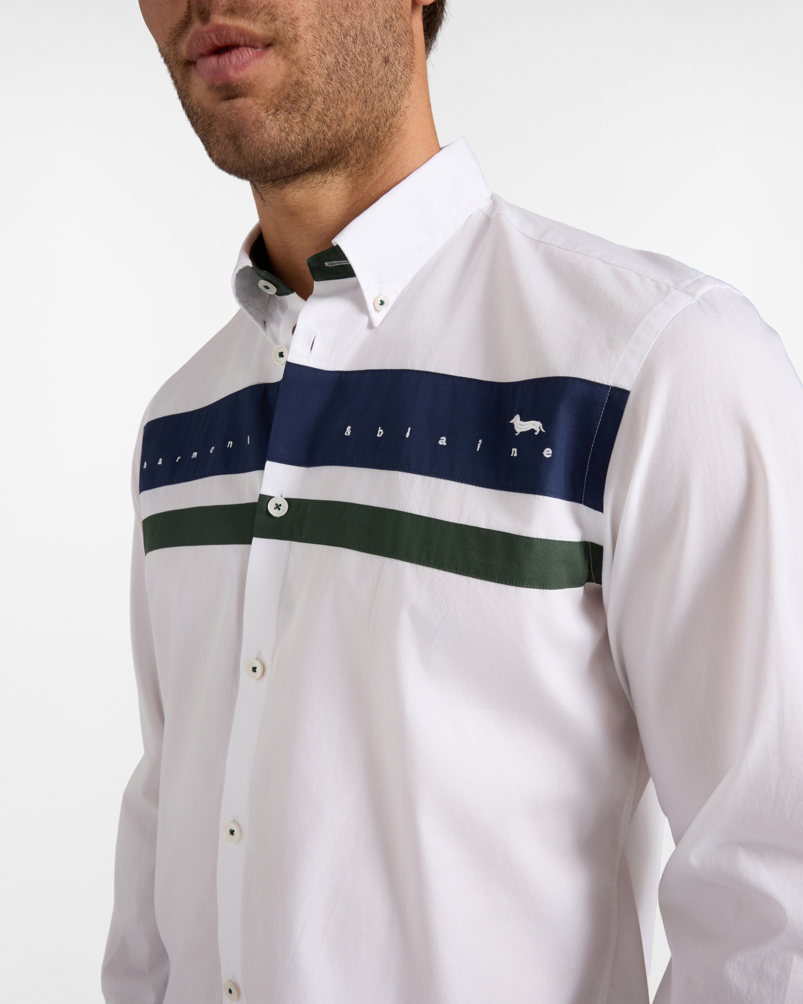 Men's regular-fit  peach poplin shirt with logo, WHITE, large