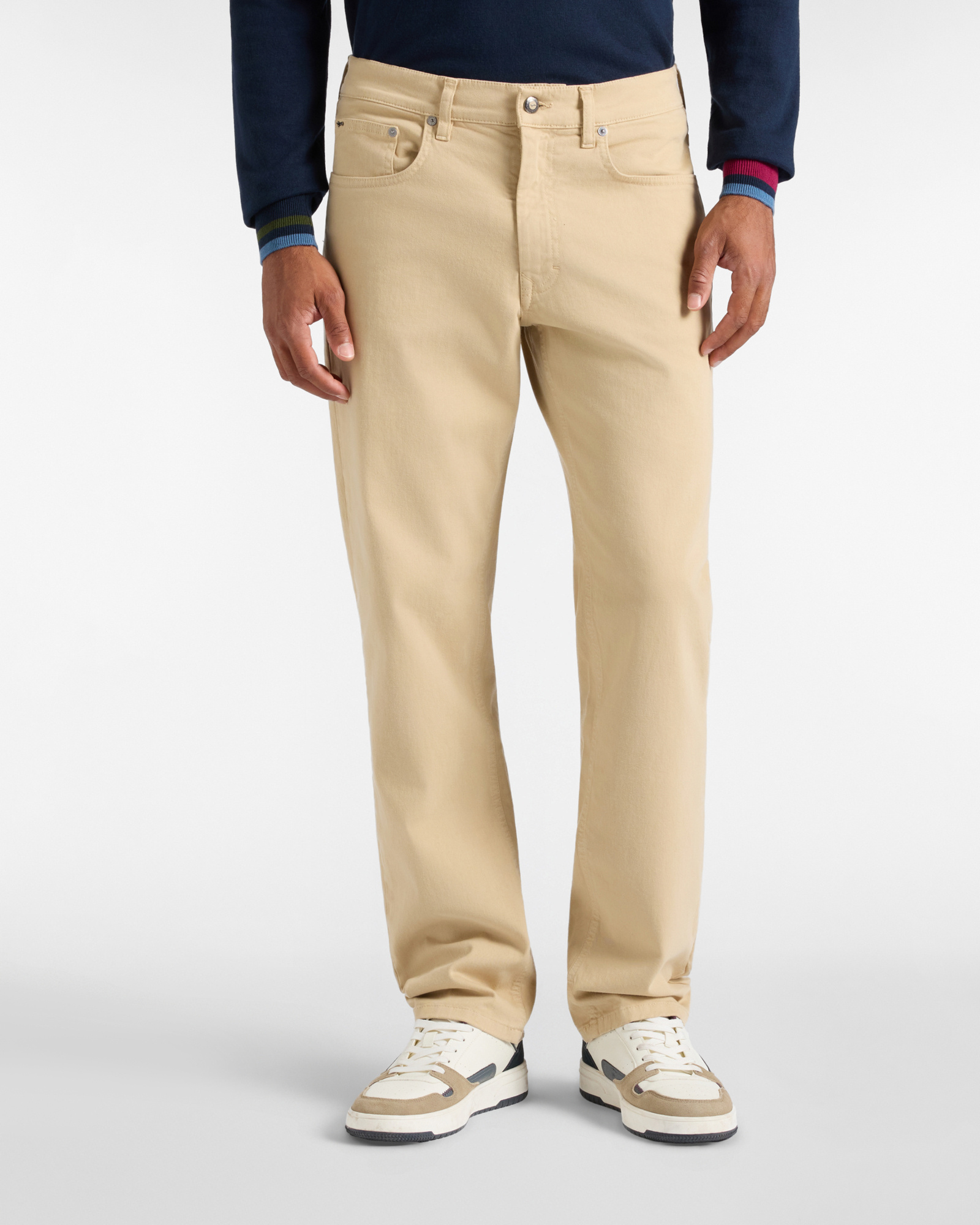5-Pocket-Hose f&uuml;r Herren aus Stretch-Baumwolle in Beige mi regul&auml;rer Passform