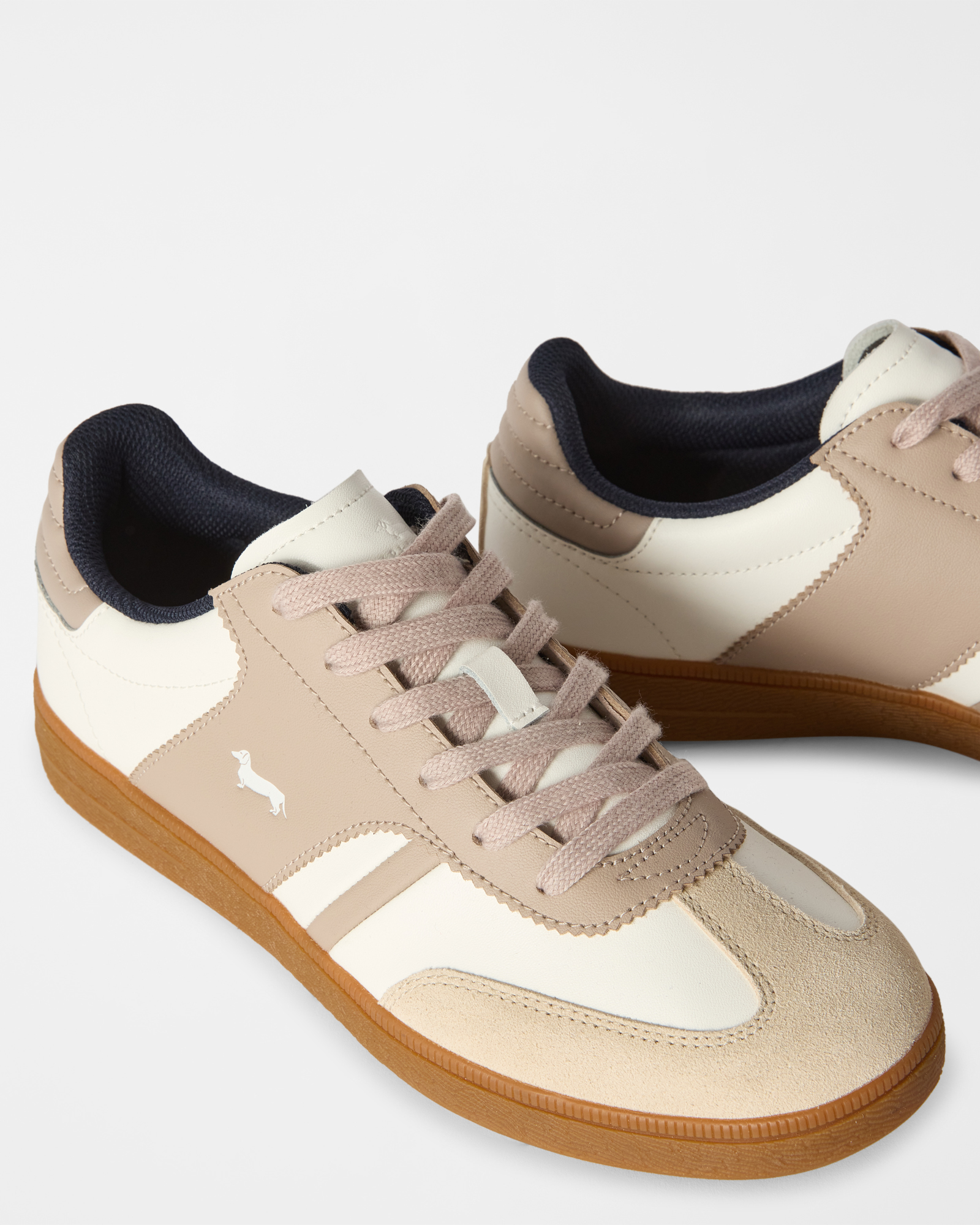 Sneaker Court Vintage da donna in vera Pelle, TAUPE, large