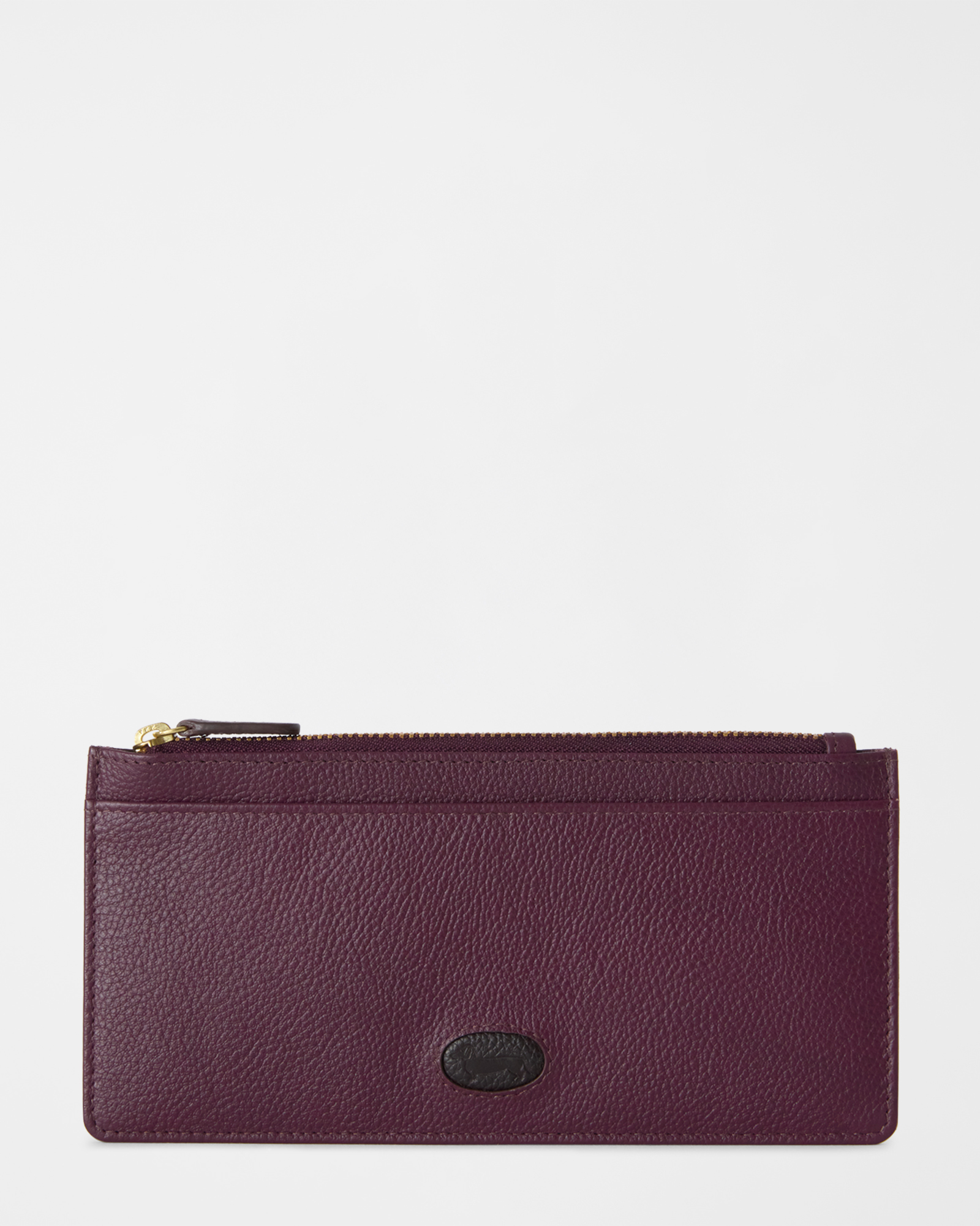 Portacarte donna in pelle con zip bordeaux