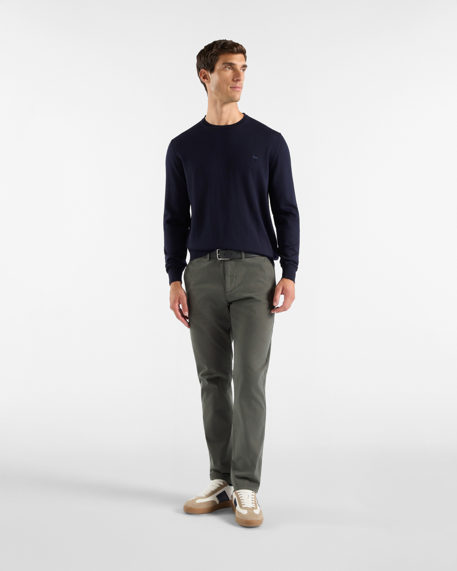 Men&rsquo;s 100% pure wool jumper, regular fit, made in Italy, NAVY BLUE, large