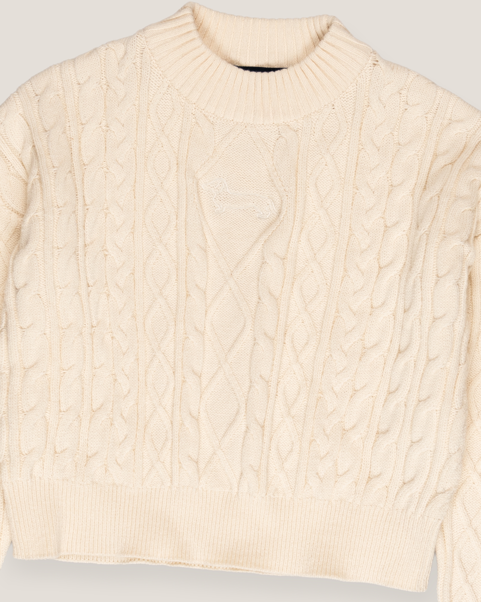 Jersey con trenzas y rombos, Marfil, large