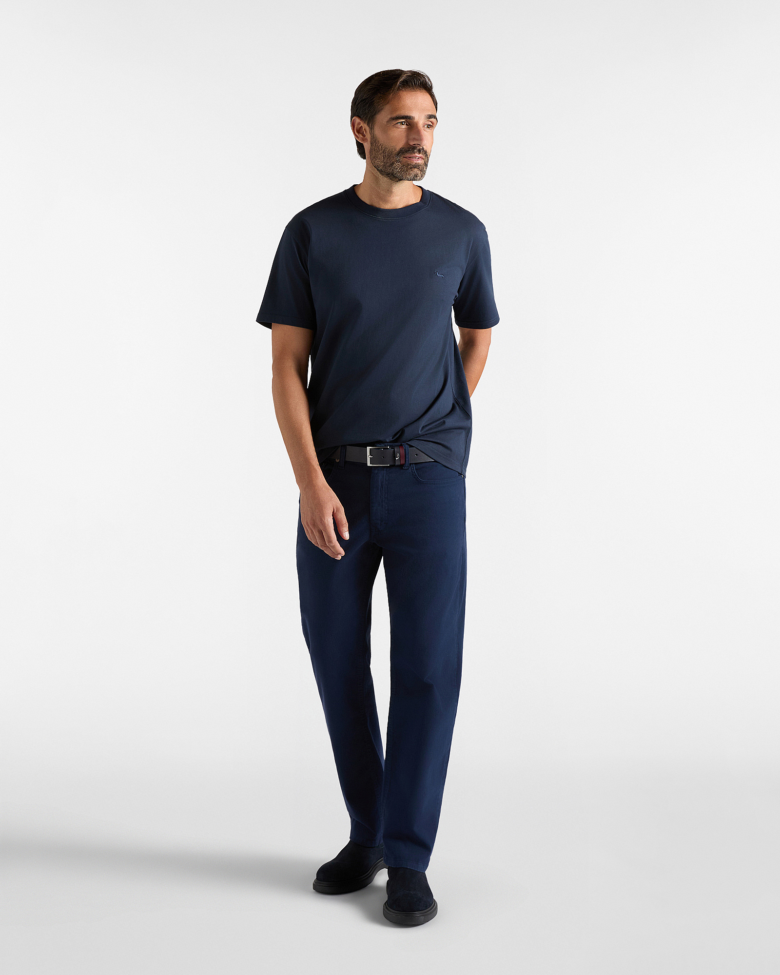 Men's relaxed-fit T-shirt in 100% pure cotton, NAVY BLUE, large