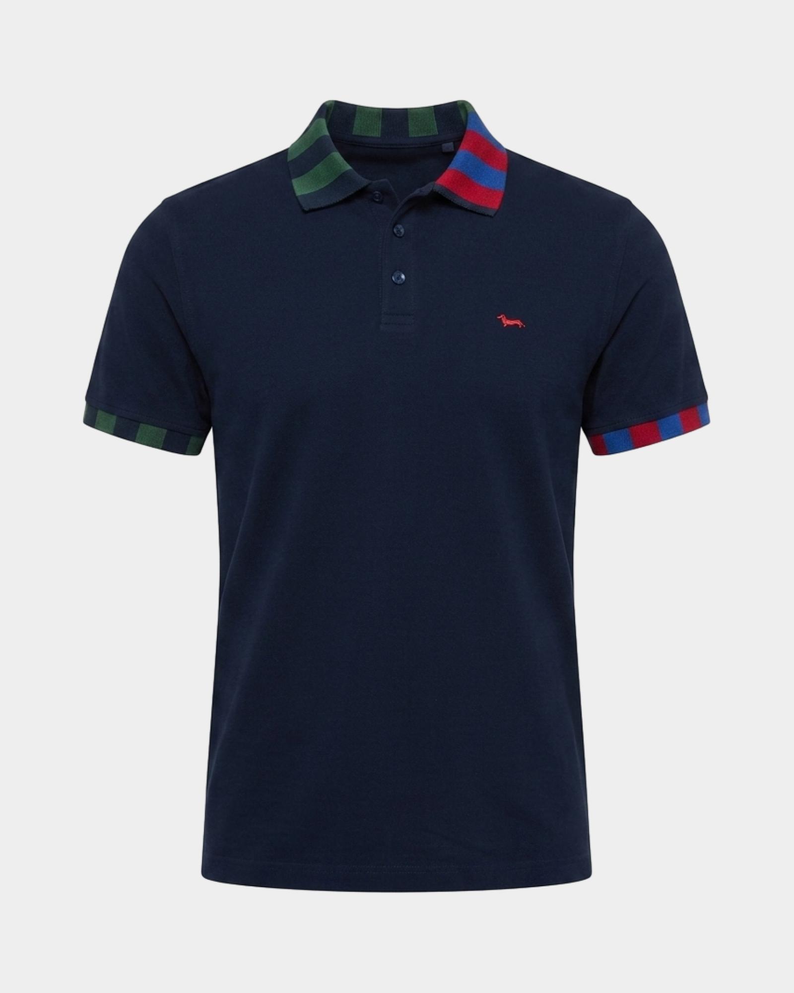 Men's short-sleeve mercerized 100% pure cotton piqu&eacute; polo shirt, NAVY BLUE, large