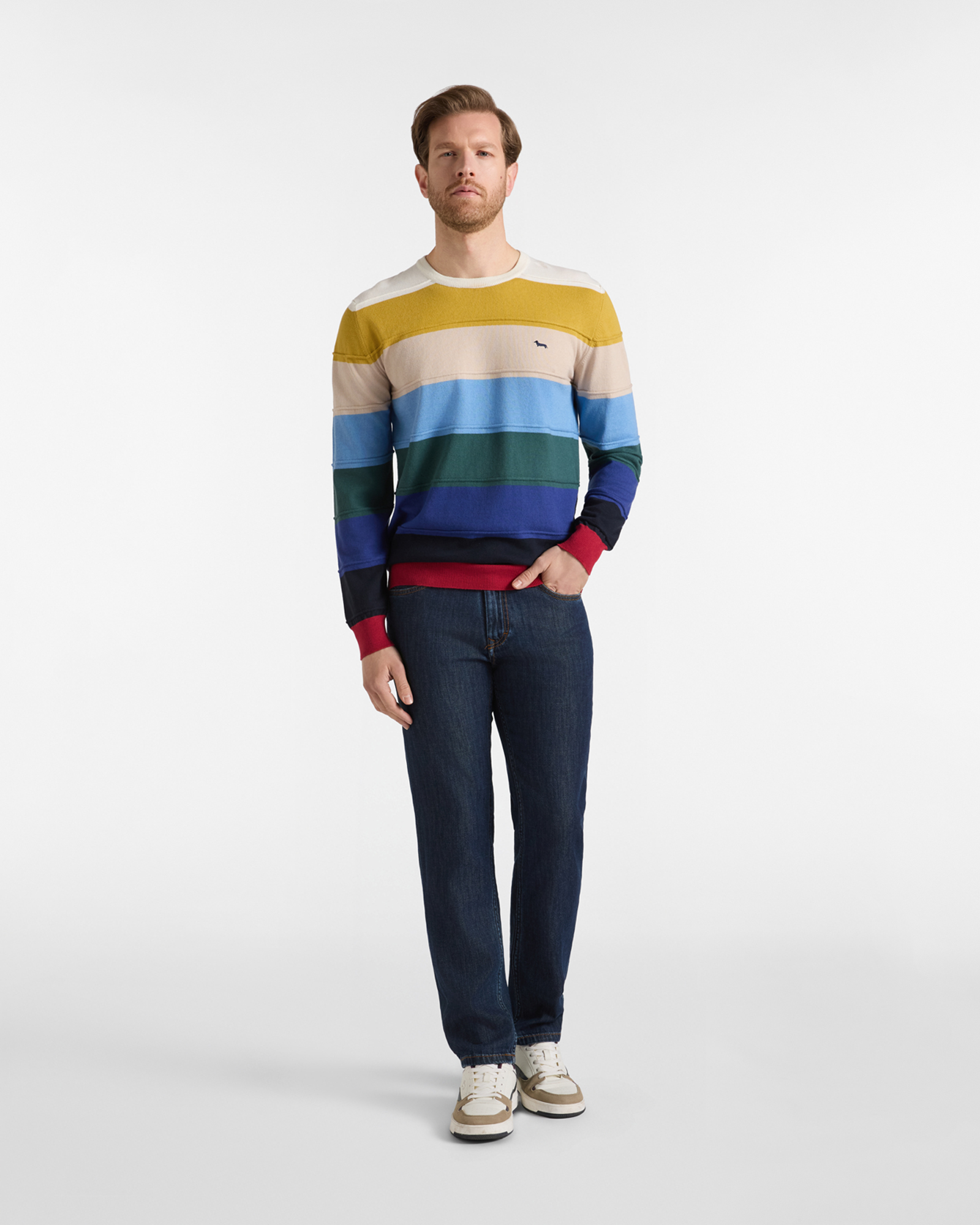 Maglia Uomo in misto lana e cotone Regular Fit Made in Italy, BLU NAVY, large
