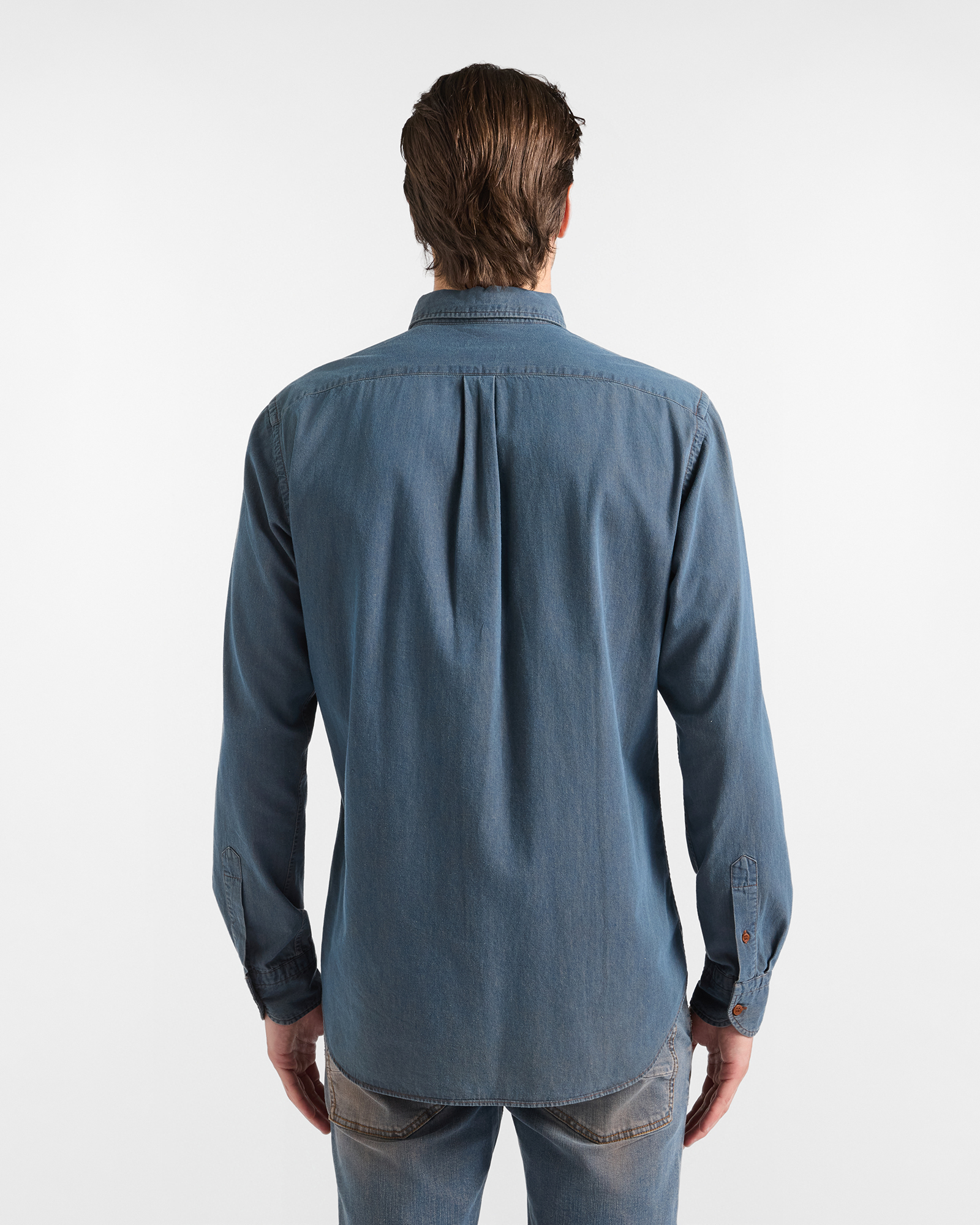 Men's regular-fit dark blue EarthDye denim shirt, DENIM BLUE, large