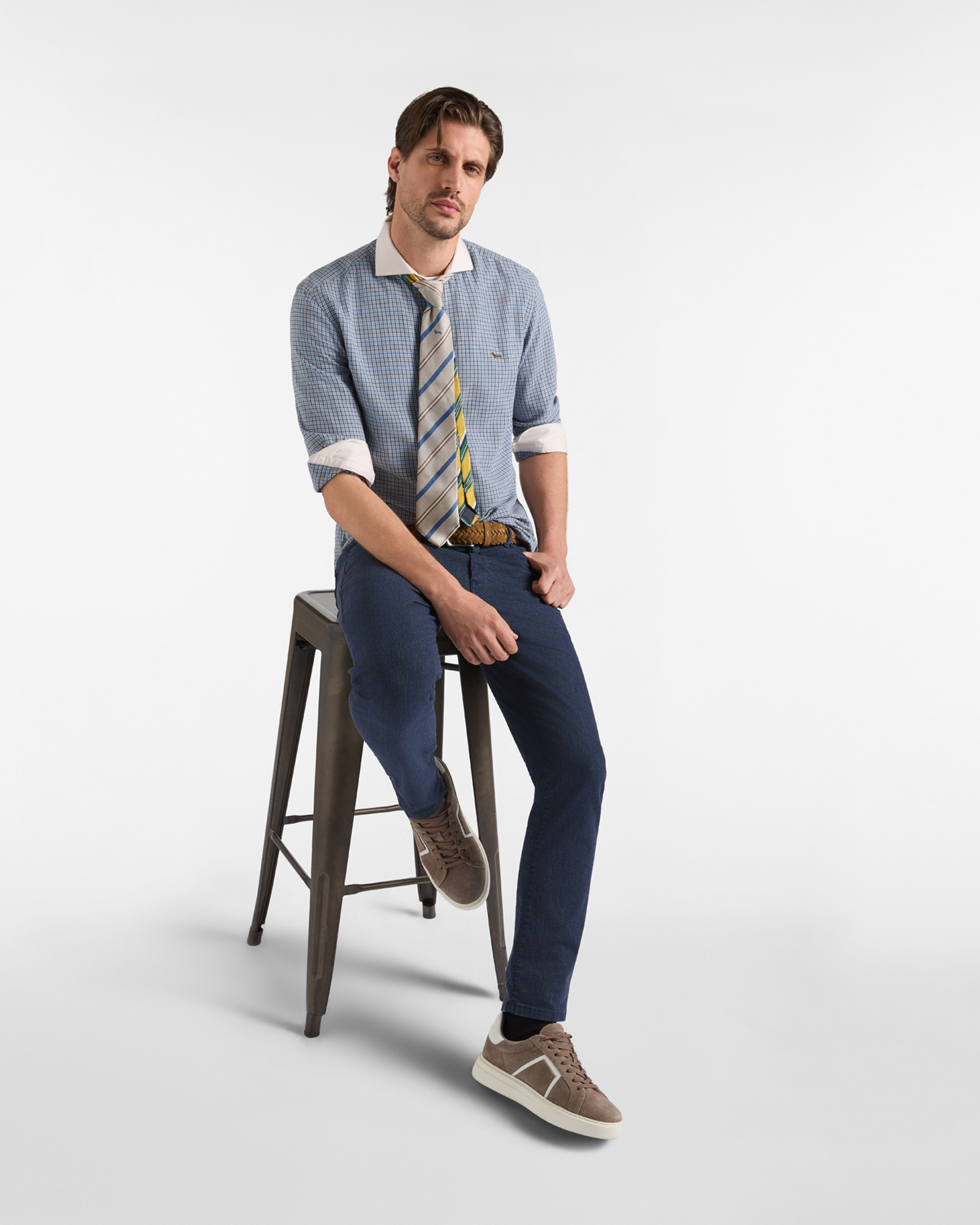 Harmont & Blaine Herrenhemd &bdquo;Capsule Qualit&agrave; a Colori&ldquo; aus Baumwollflanell Mikrokaromuster, HELLBLAU, large