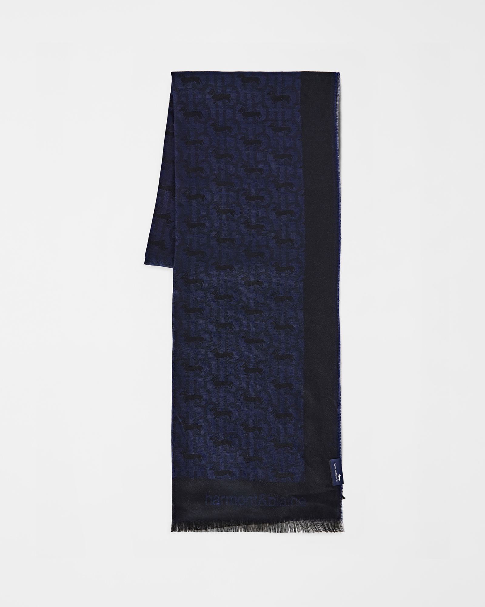 Sciarpa Uomo Monogram in Viscosa Verde con Jacquard Bassotto All-Over