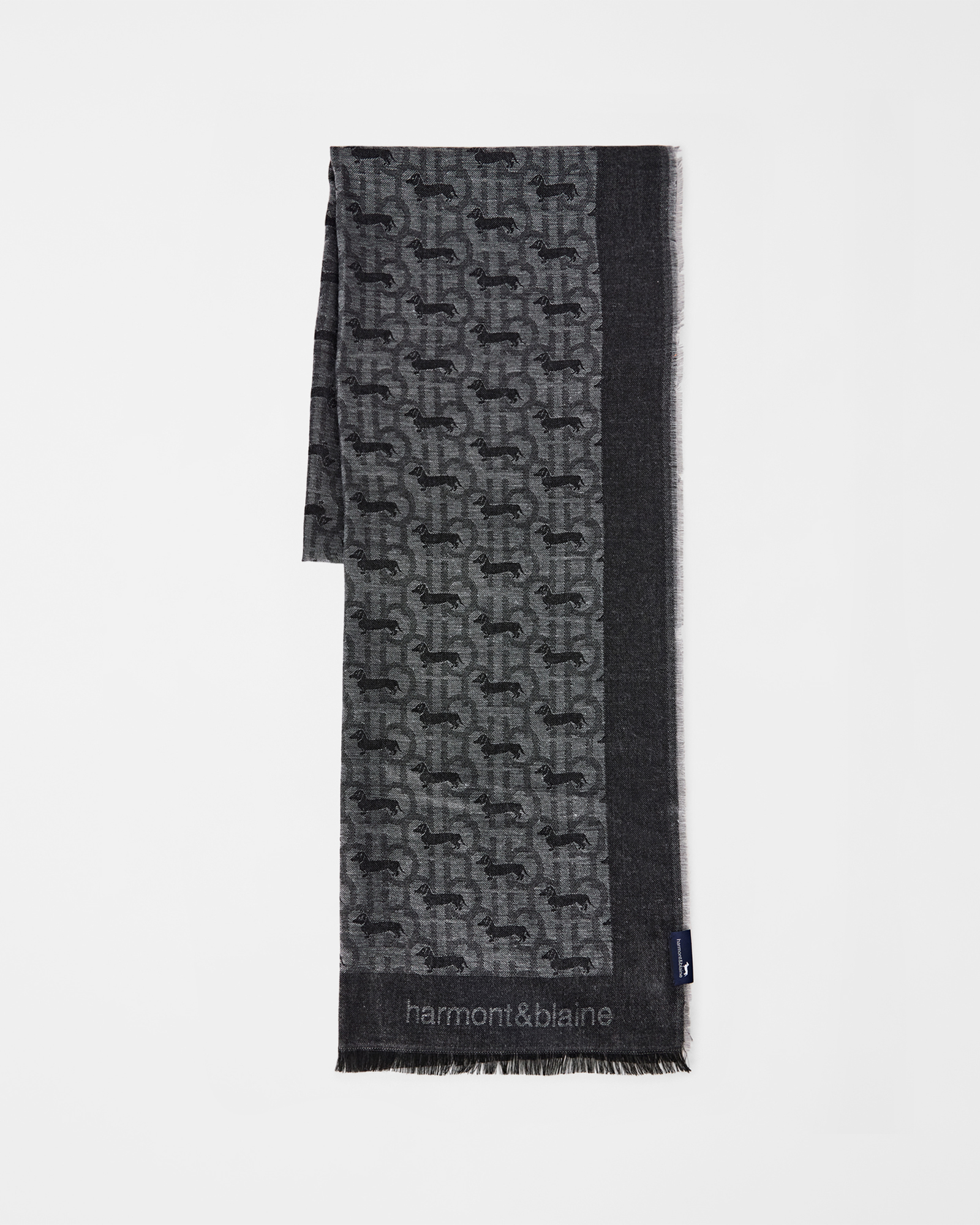 Sciarpa Uomo Monogram in Viscosa Verde con Jacquard Bassotto All-Over