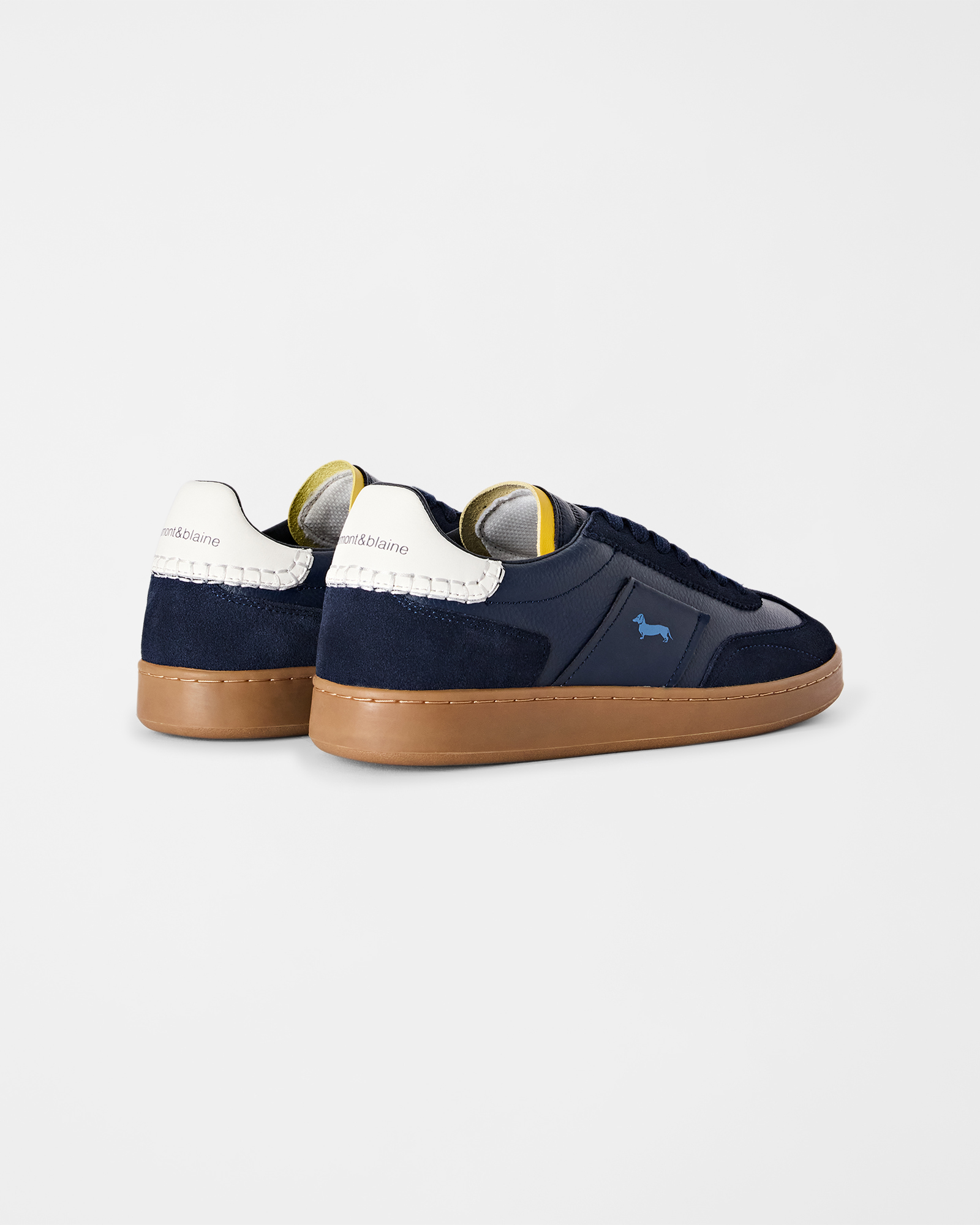 Baskets homme Metropolis en cuir et daim avec semelle color&eacute;e, BLEU - BLEU, large