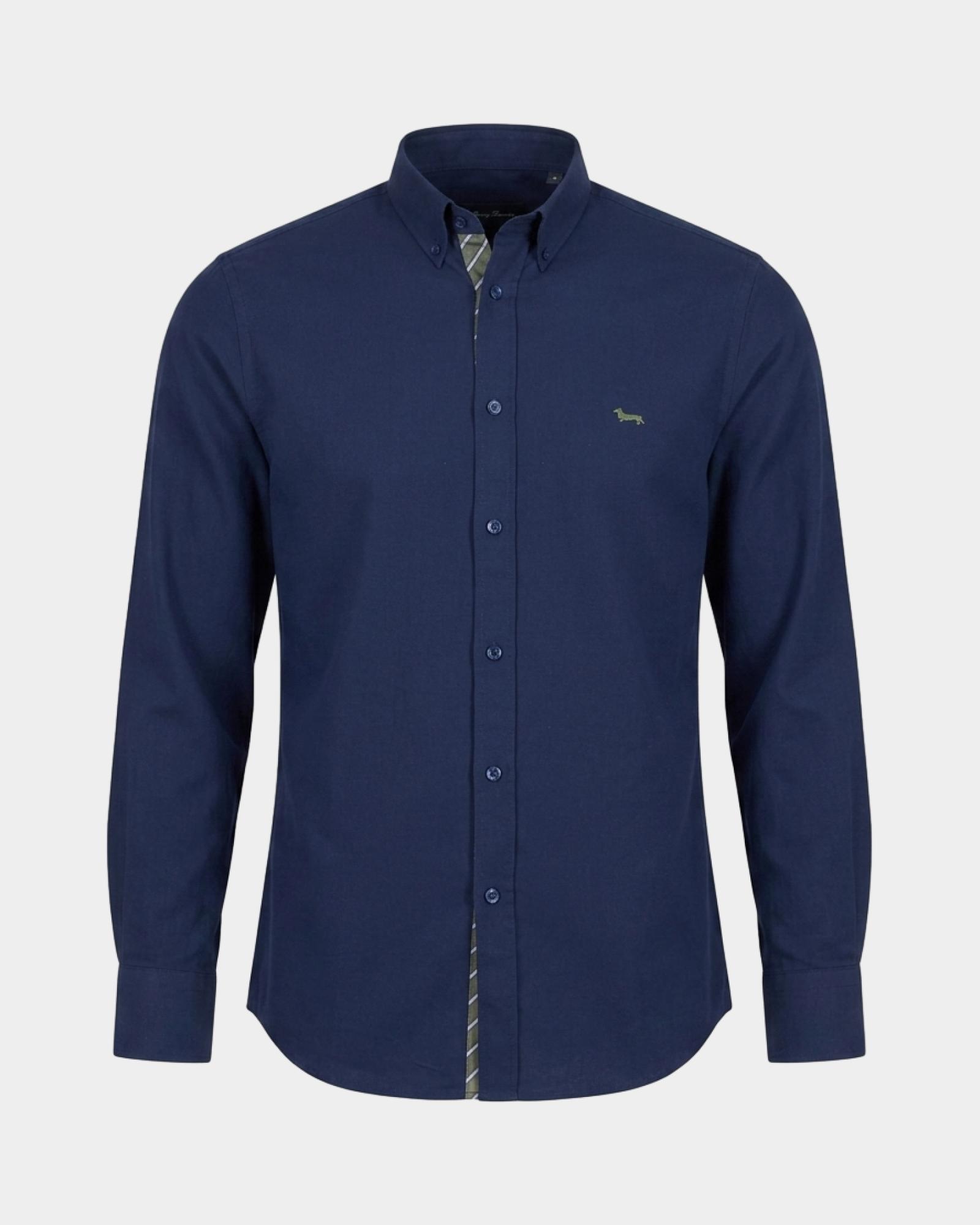 Camicia Uomo oxford con finta regimental Regular Fit blu, BLU SCURO, large