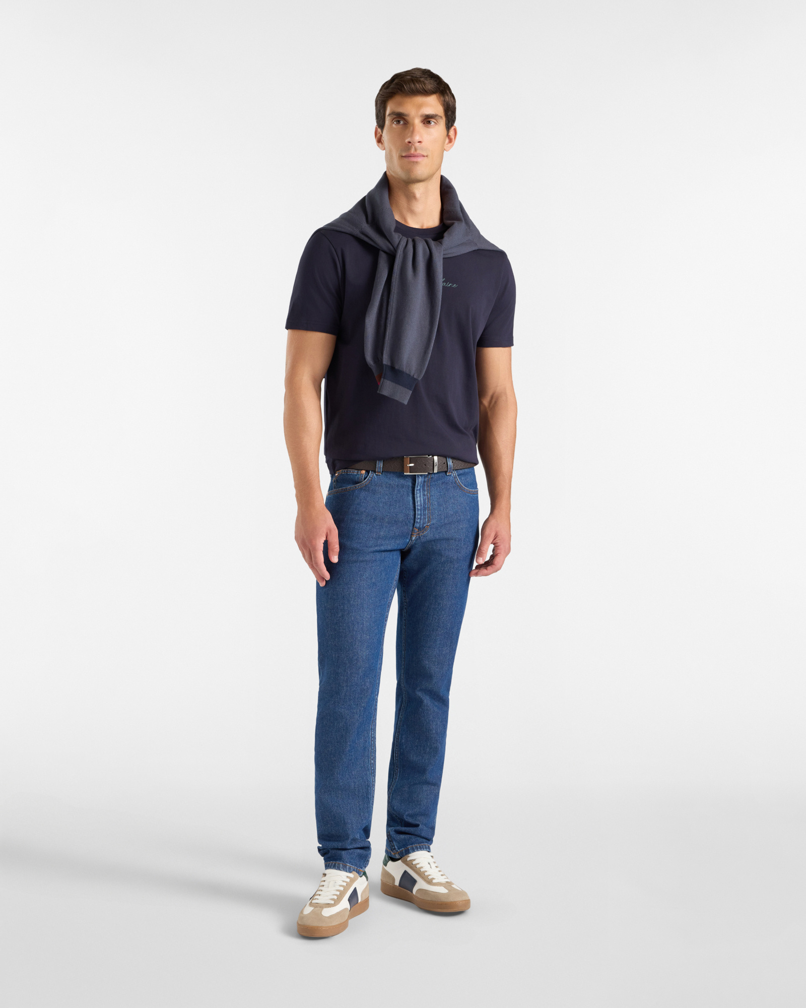 Men's regular-fit T-shirt in 100% pure cotton, NAVY BLUE, large