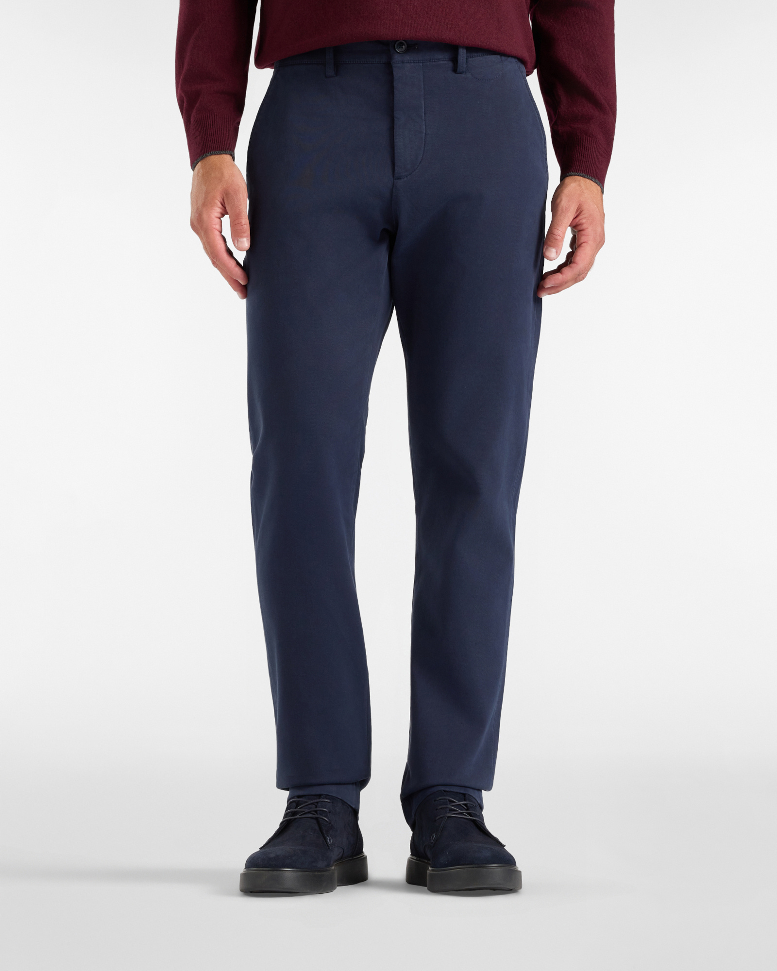 Herren-Chinohose aus Stretch-Baumwolle in Blau mit schmaler Passform