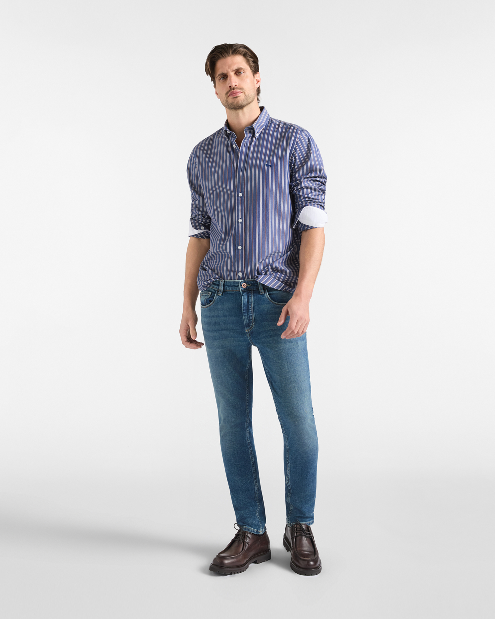 Jean 5 poches homme en denim Slim Fit, BLEU DENIM, large