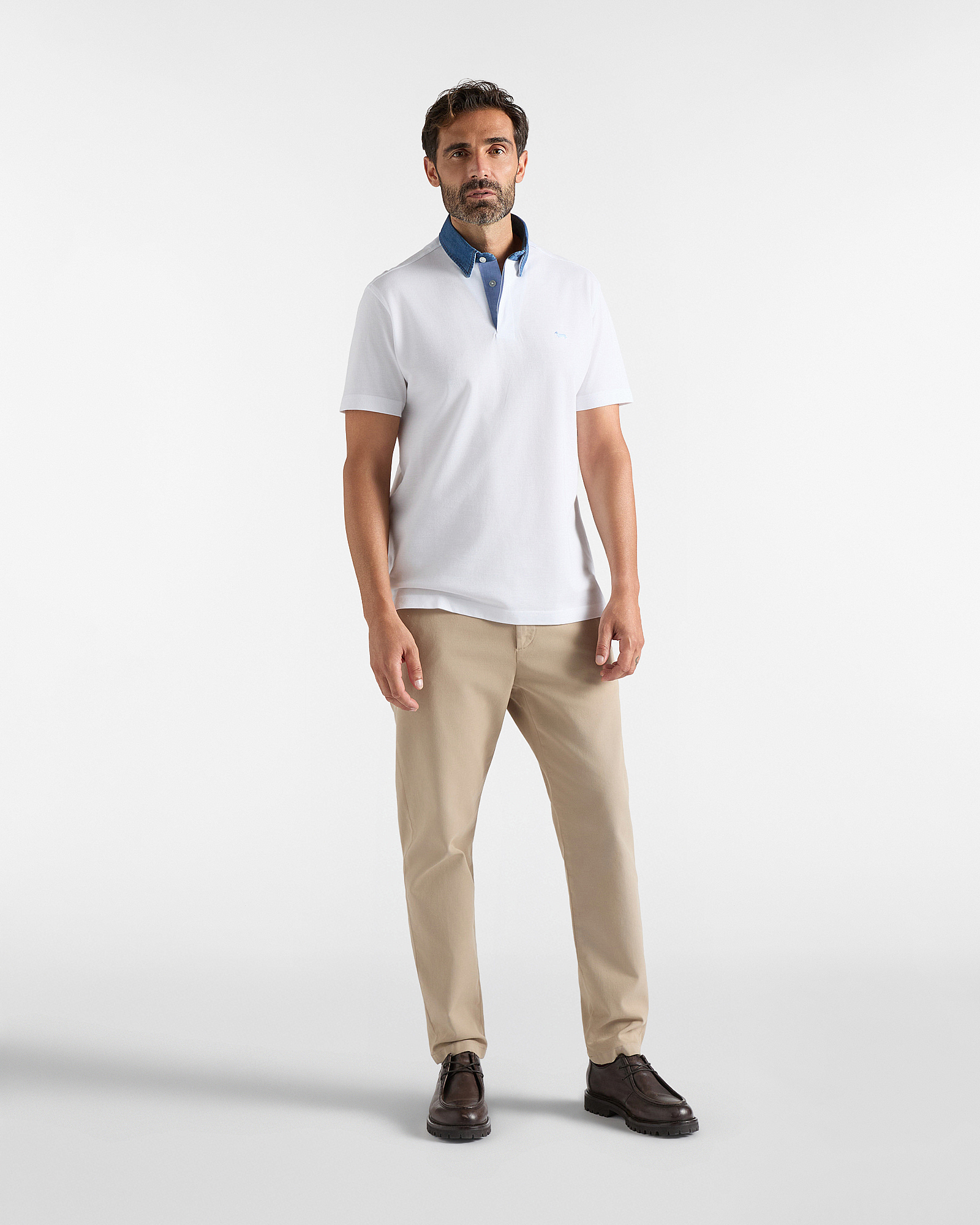 Men's short-sleeve mercerized 100% pure cotton piqu&eacute; polo shirt, WHITE, large