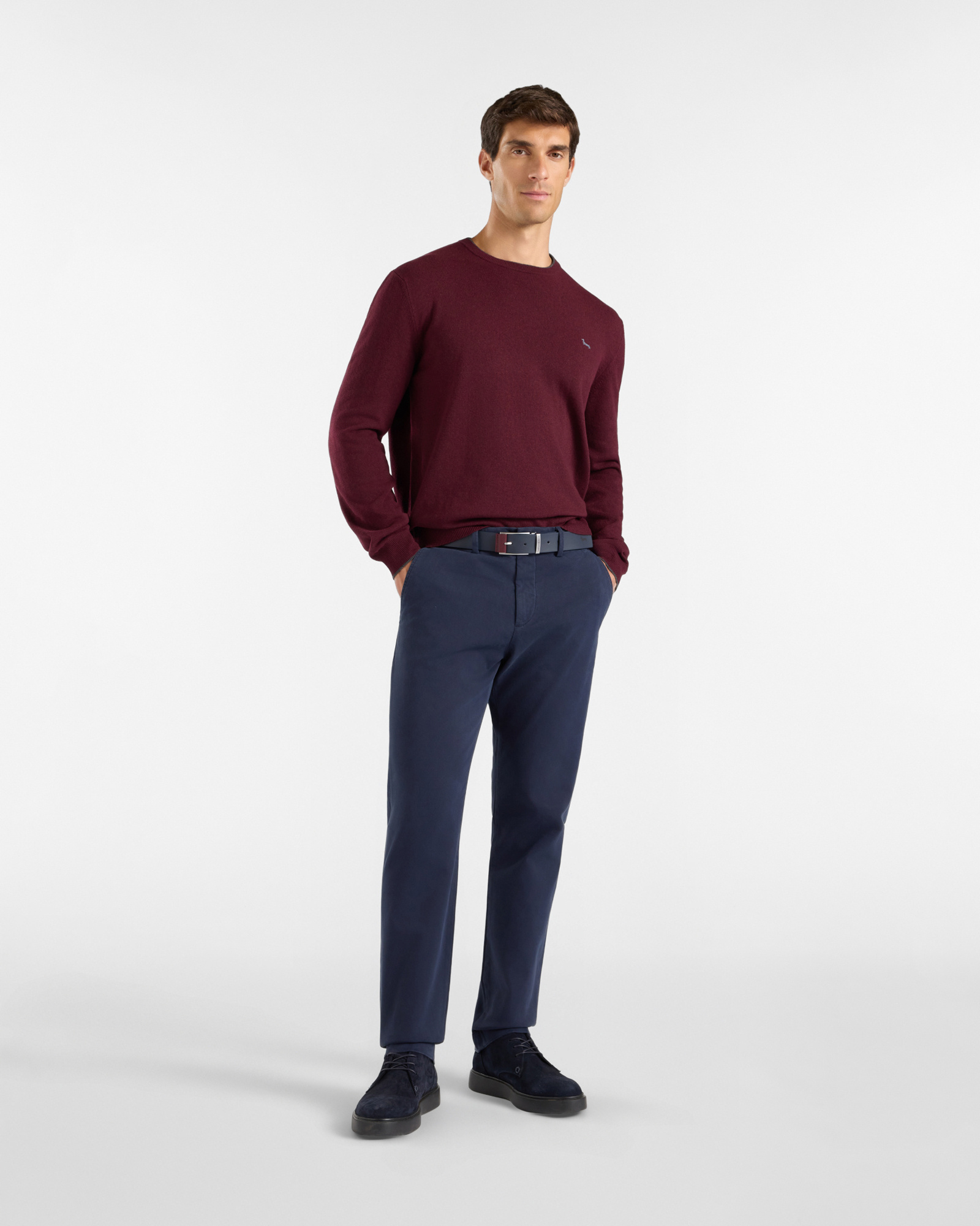 Men&rsquo;s narrow-fit dark  stretch cotton chino pants, NAVY BLUE, large