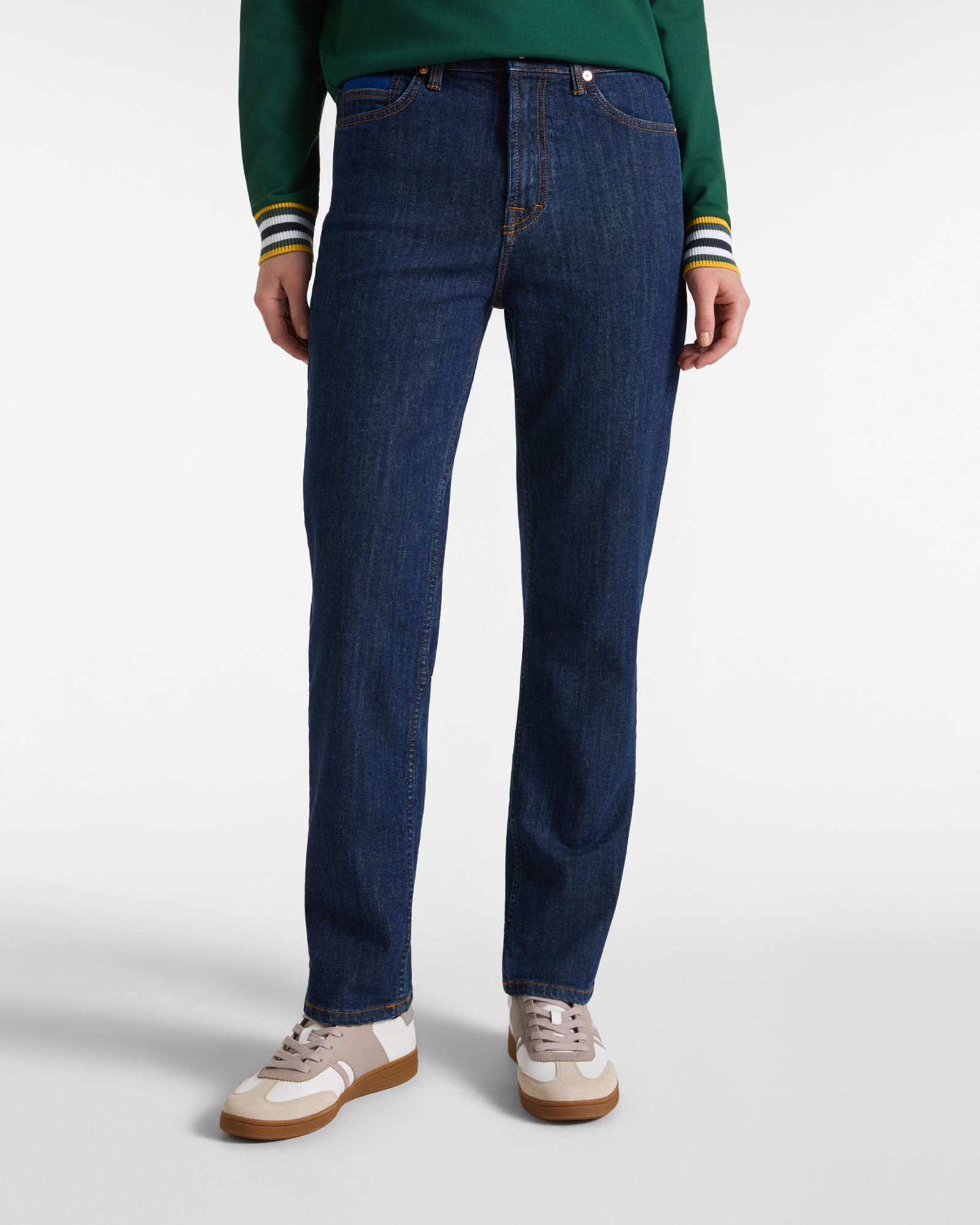 Vaqueros de cinco bolsillos para mujer en denim azul corte Regular Made in Italy