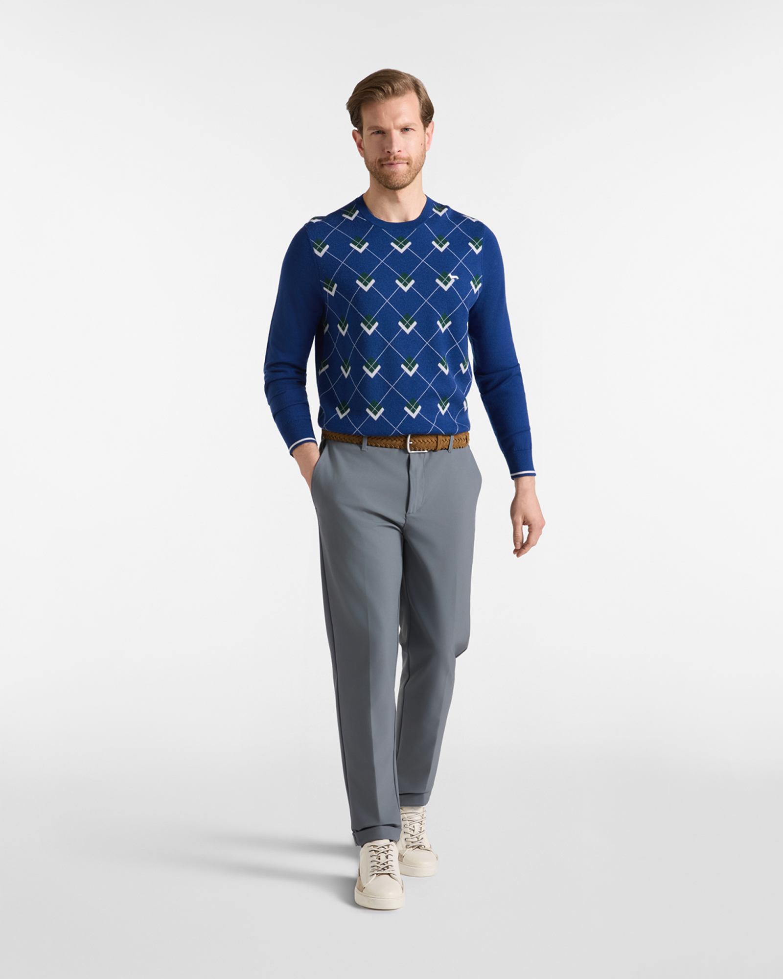 Maglia Uomo in 100% pura lana Regular Fit, BLU ELETTRICO, large