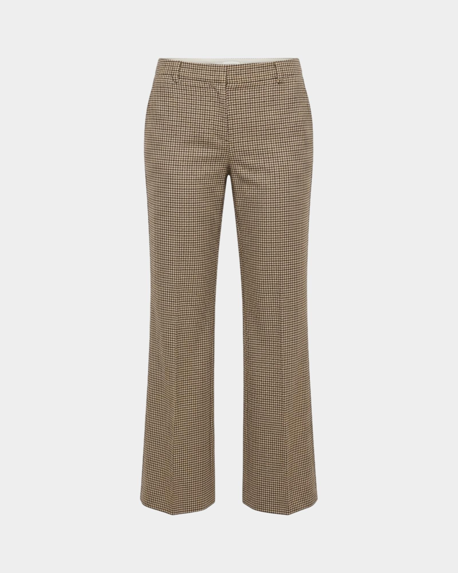 Pantal&oacute;n chino para mujer en mezcla de lana verde, VERDE, large