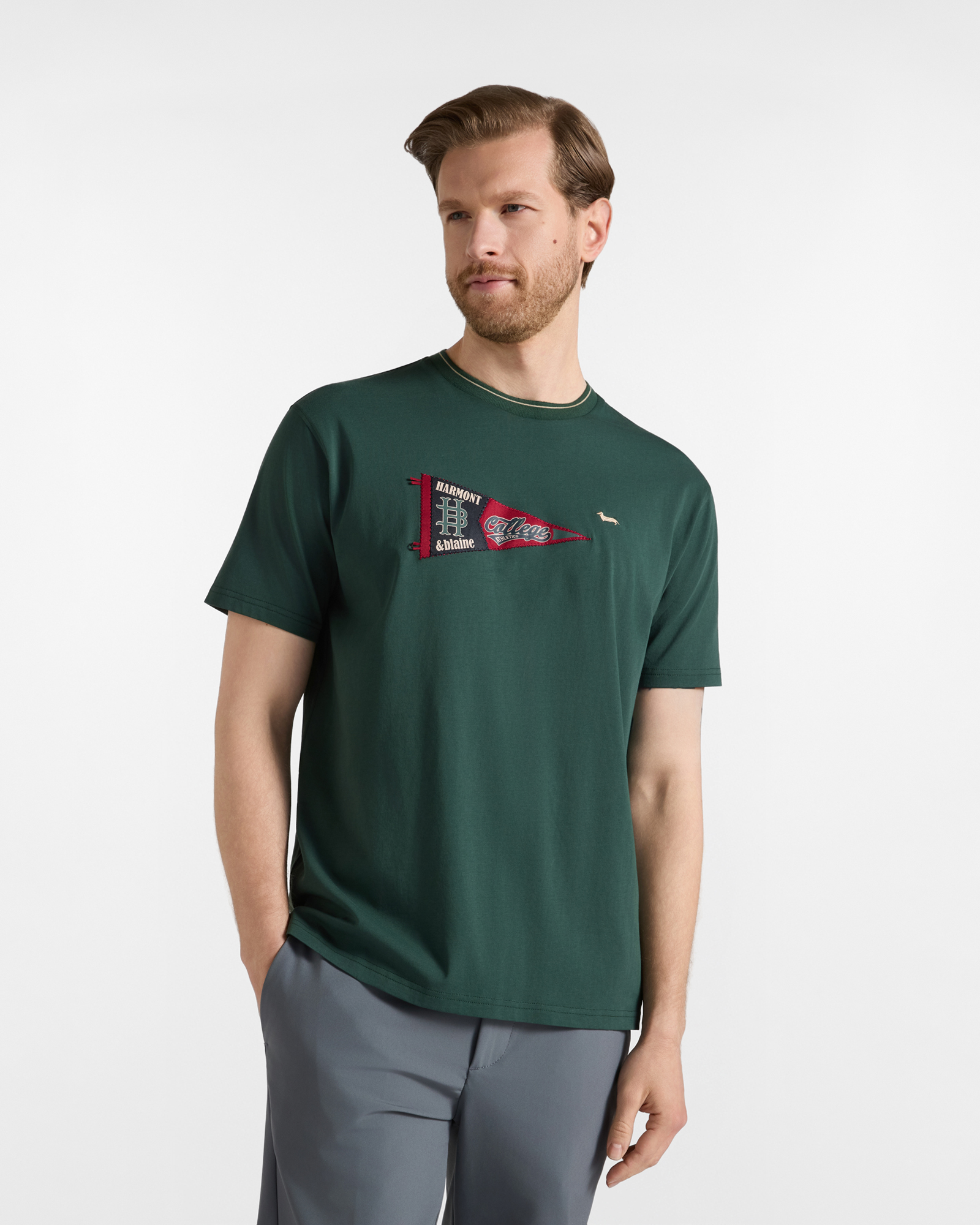 T-shirt Uomo in 100% puro cotone verde Relaxed Fit