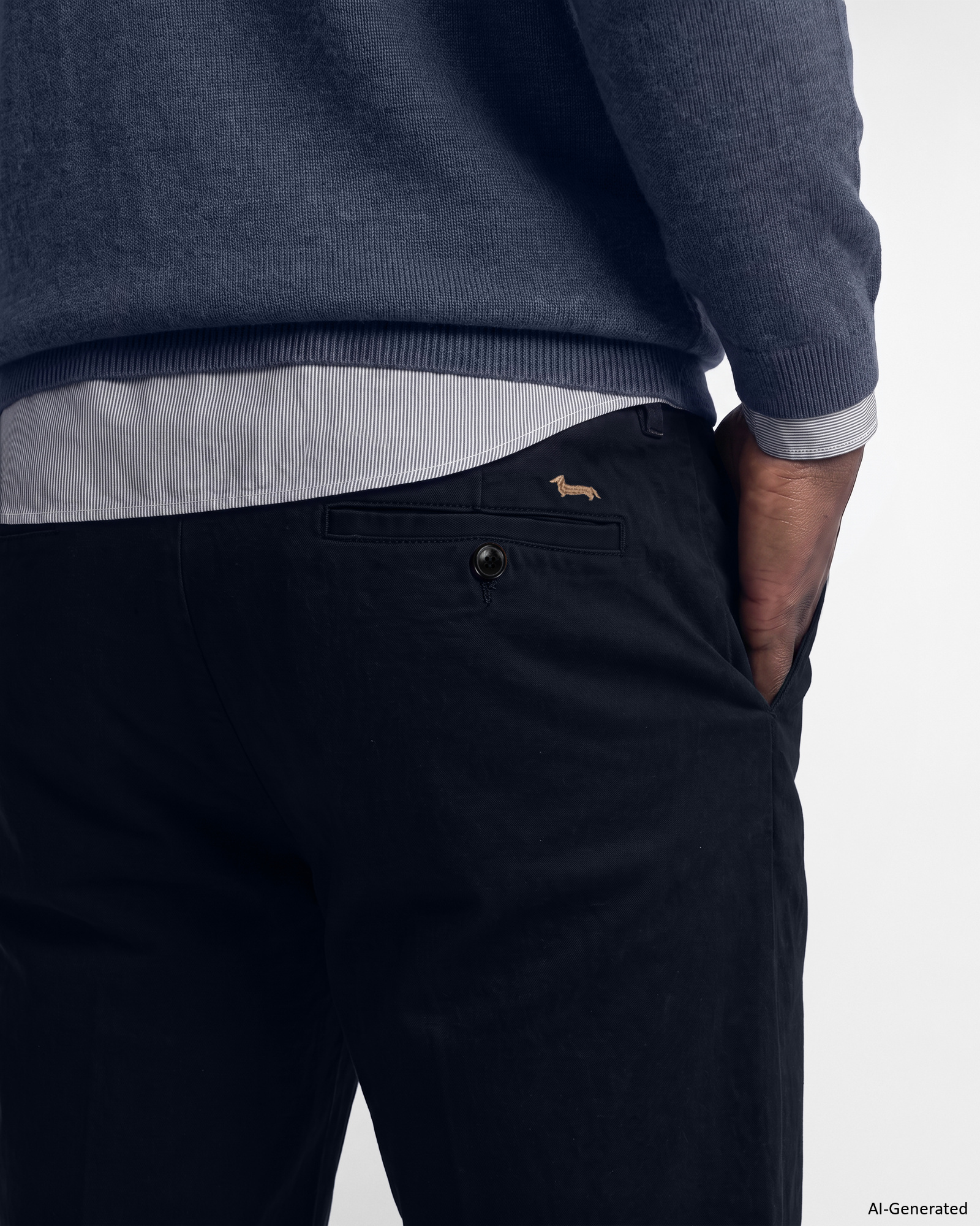 Men&rsquo;s Loose-Fit Chino Trousers, NAVY BLUE, large