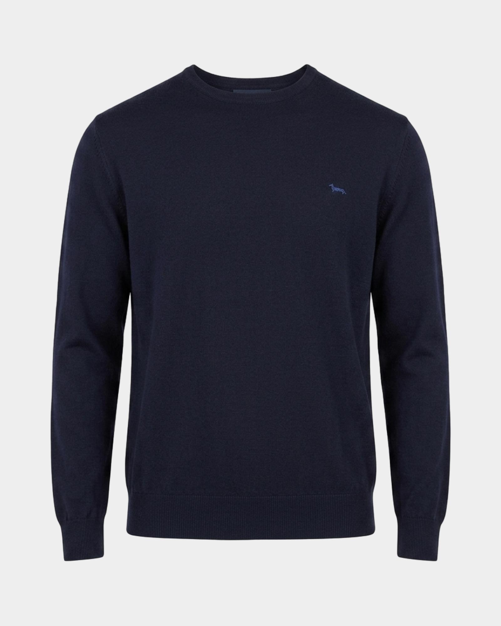 Men&rsquo;s 100% pure wool jumper, regular fit, made in Italy, NAVY BLUE, large